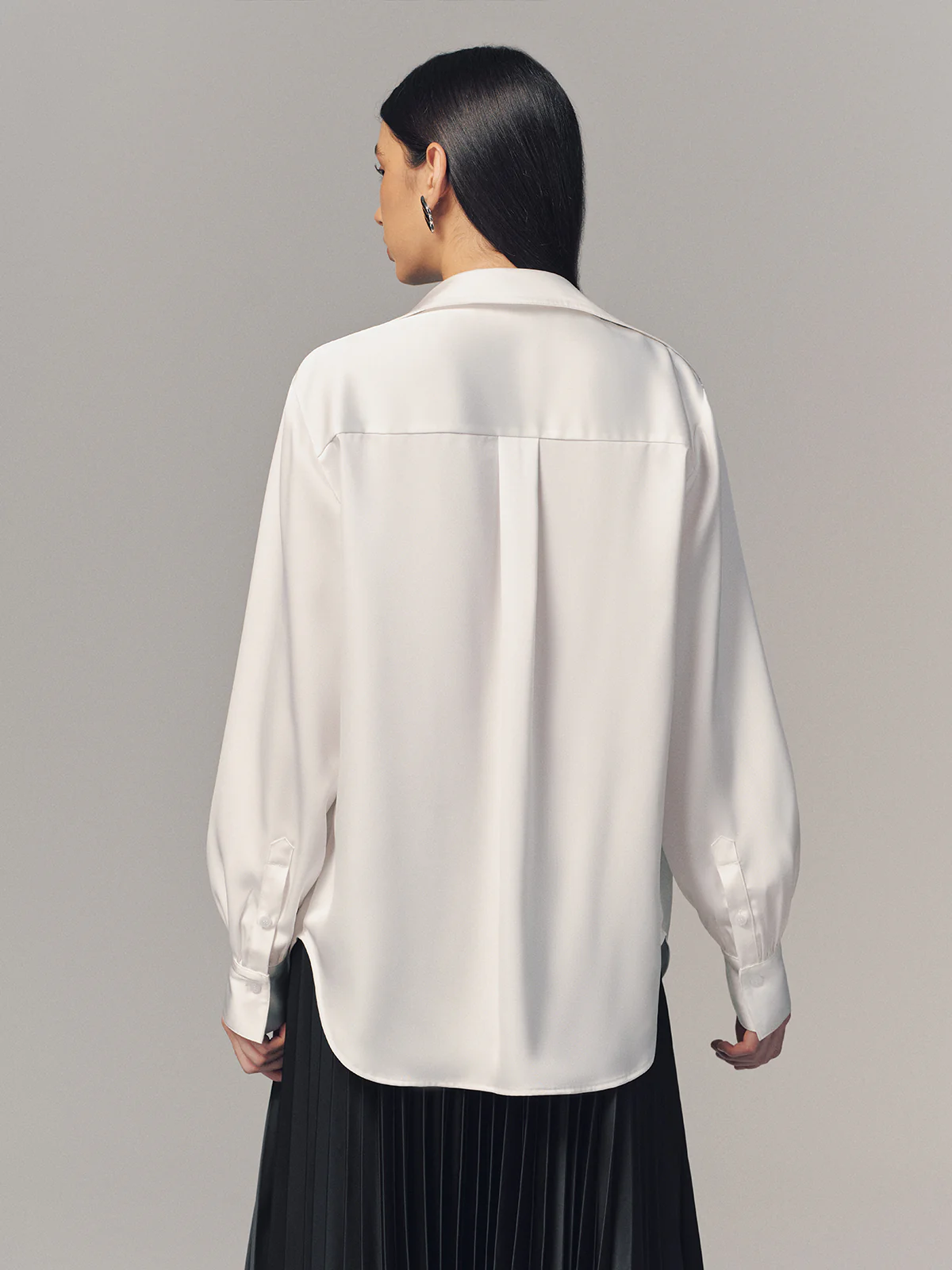 2 in 1 Contrast Lace Satin Shirt - Image 6