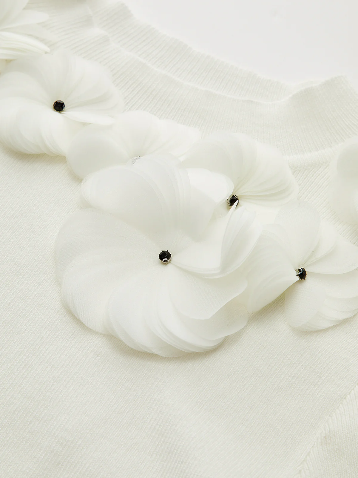 3D Floral Mock Neck Wool Blend Knit Top - Image 4