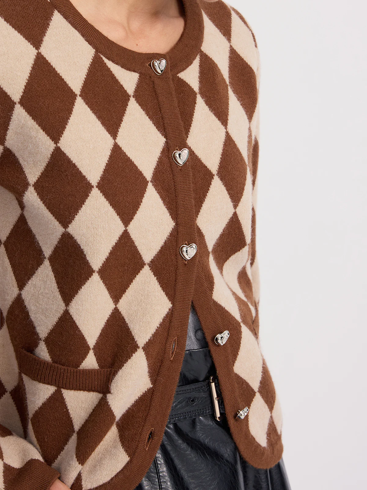 Argyle-Patterned Knit Cardigan - Image 2