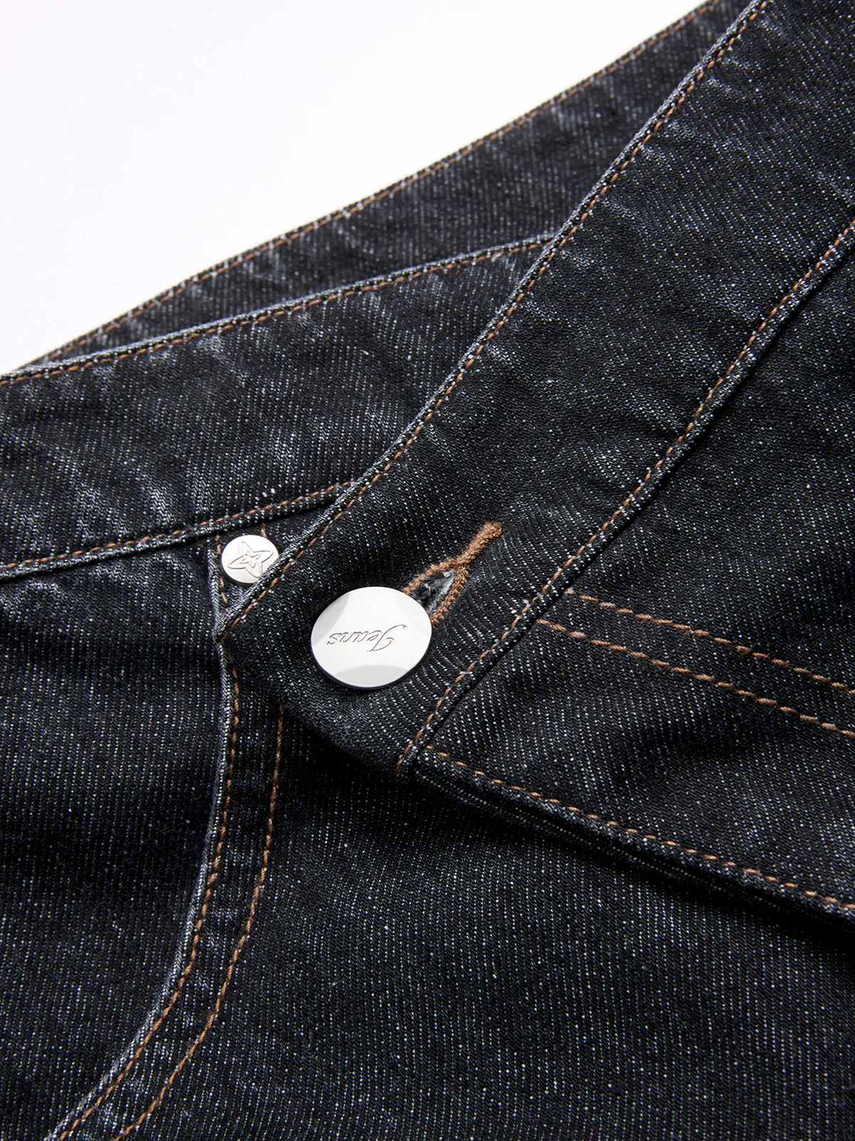 Asymmetric Denim Mid-Waist Straight -Leg Jeans - Image 4