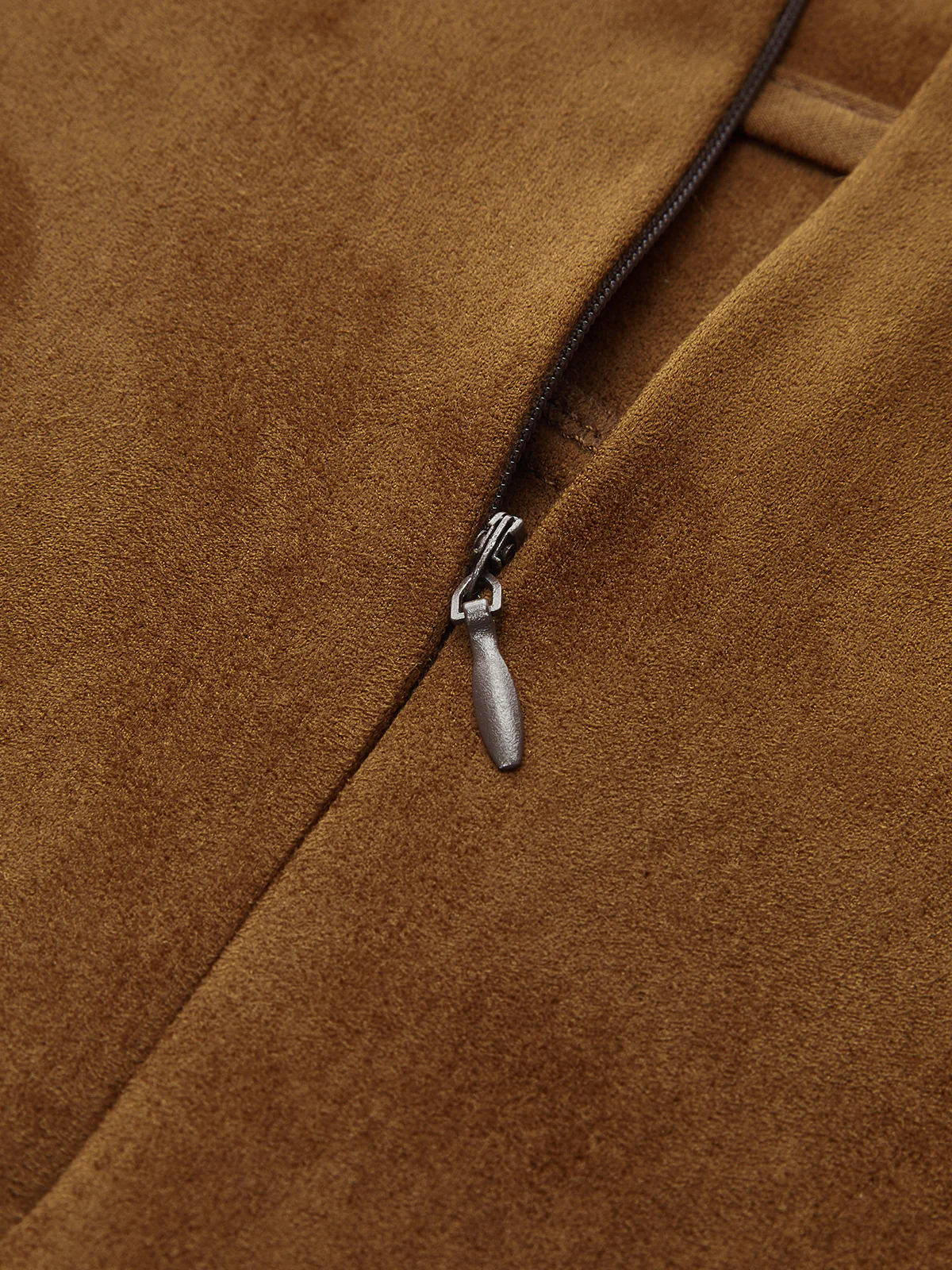 Asymmetric High-Waisted Suede A-Line Midi Skirt - Image 3