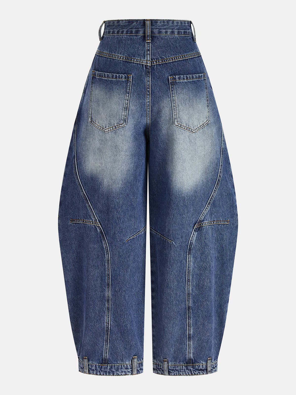 Asymmetric Waistband Mid-Waist Balloon Jeans - Image 2