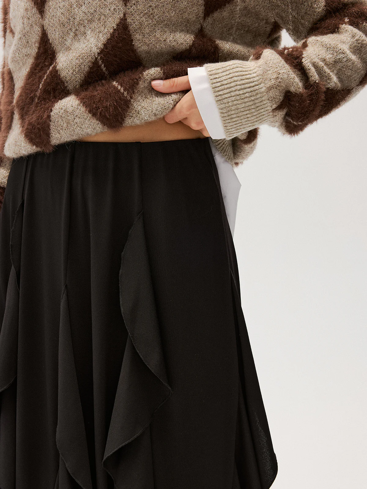 Asymmetrical Ruffle Mesh Maxi Skirt - Image 4