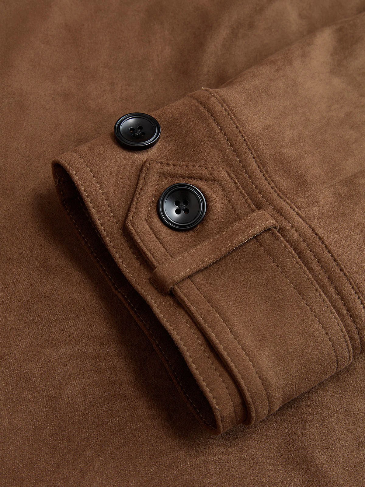 Belted Collared Suede Effect Jacket - Image 4