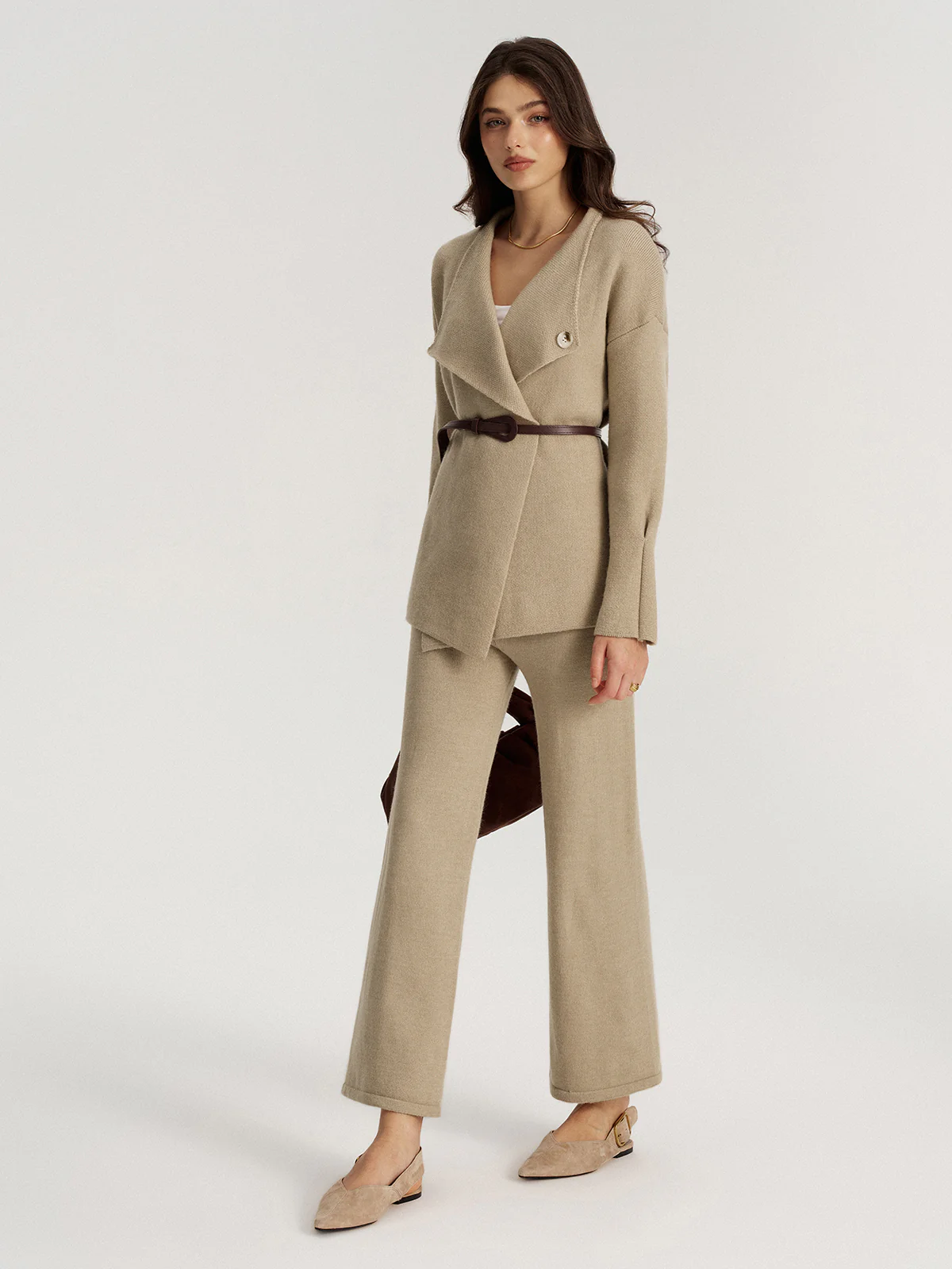 Belted Knit Blazer and Pants Set - Image 5