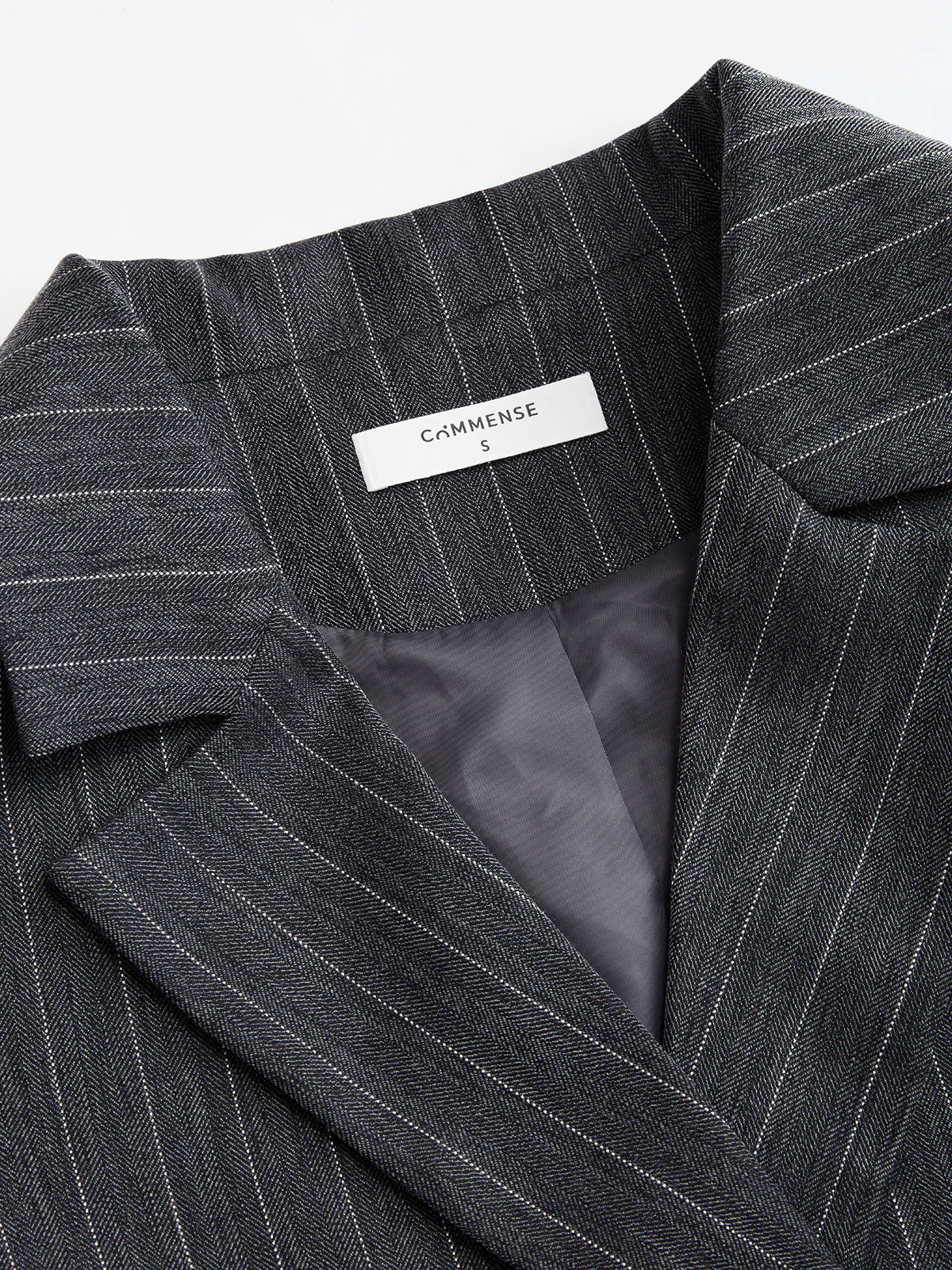 Belted Pinstripe Lapel Blazer - Image 5