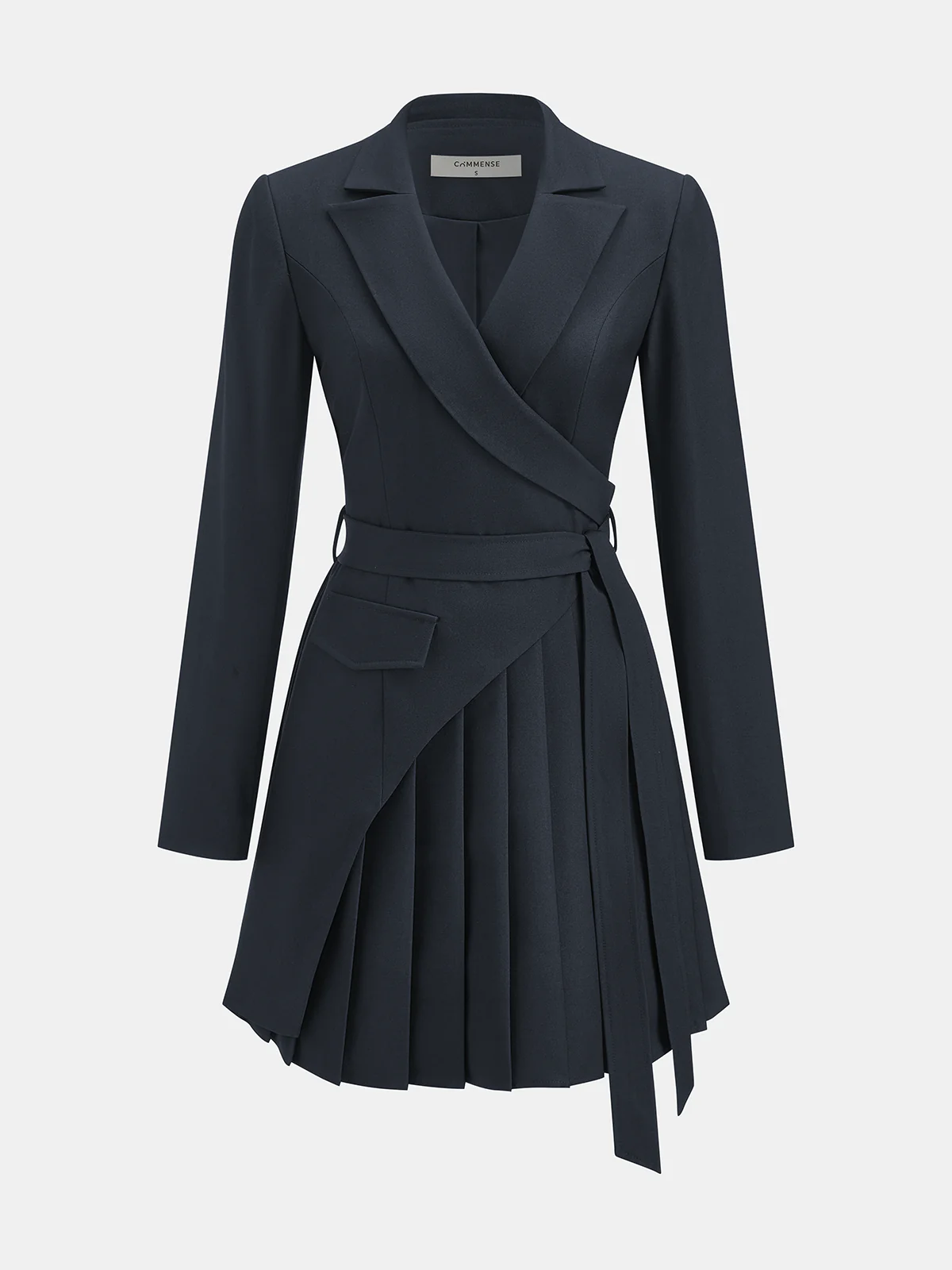 Belted Pleated Blazer Dress - Image 2
