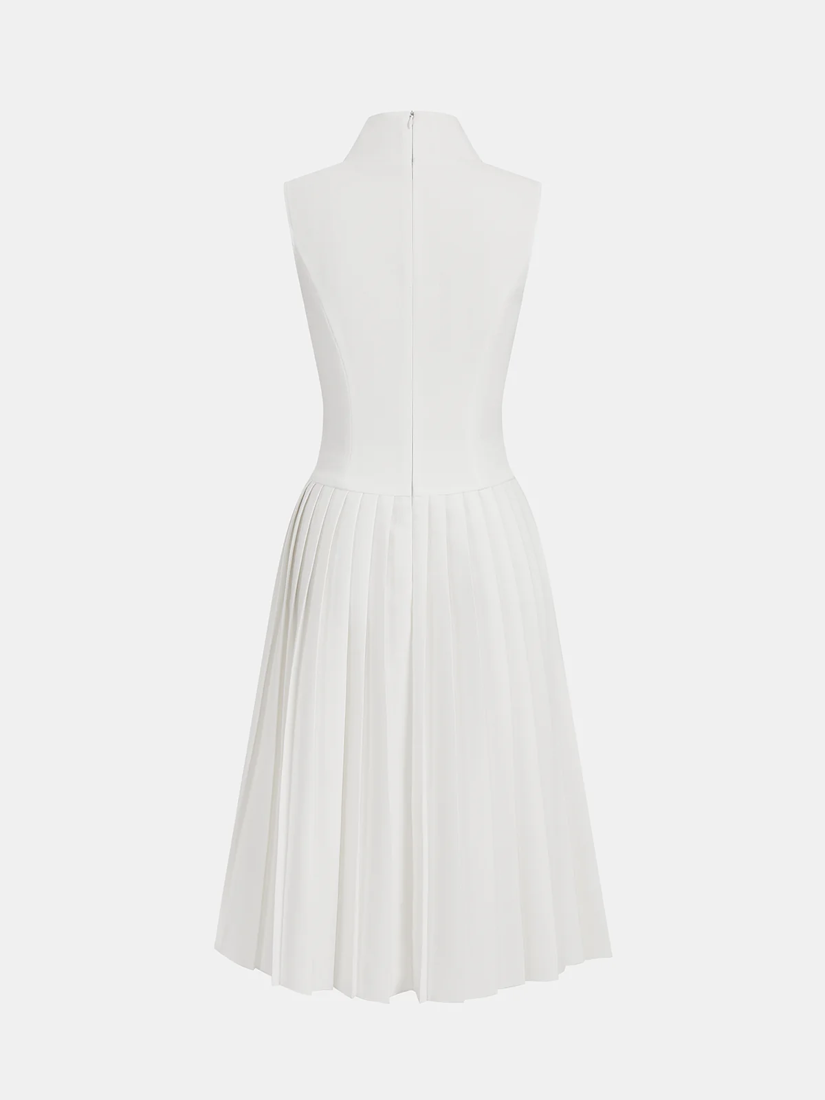 Belted Sleeveless Pleated Collared Dress - Image 2