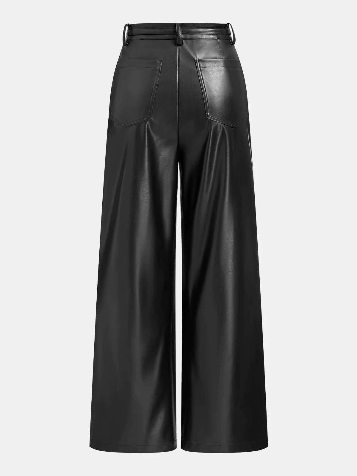 Belted Straight Leg Faux Leather Pants - Image 2