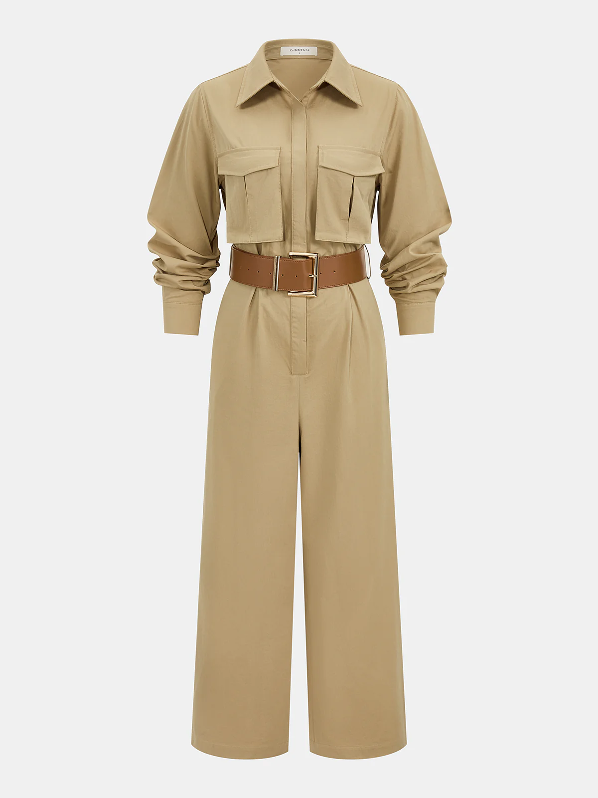 Belted Utility Shirt Jumpsuit