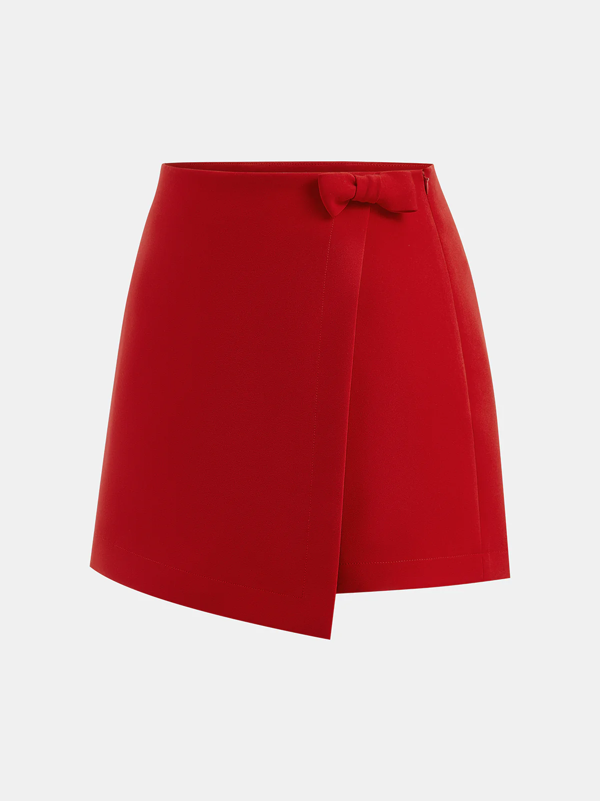 Bow Detail Asymmetric Wrap Skort - Image 2