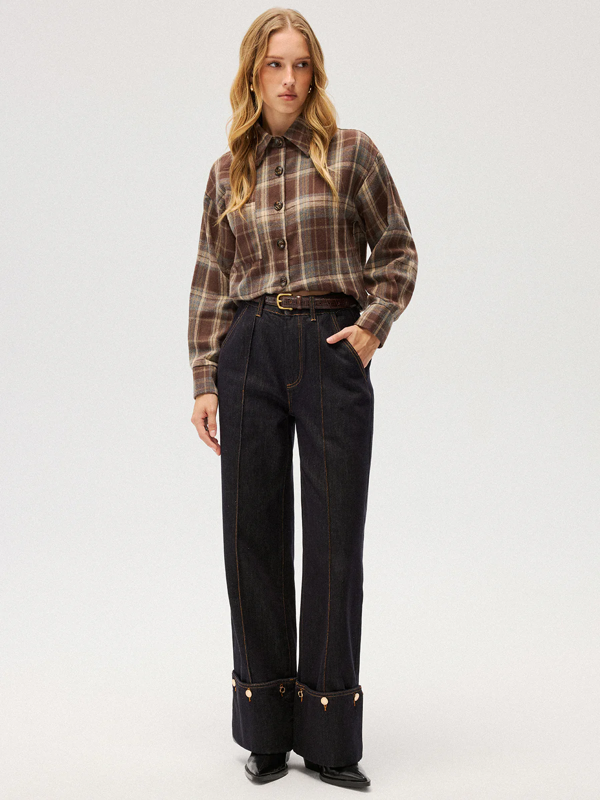 Brushed Plaid Button-Down Shirt - Image 2