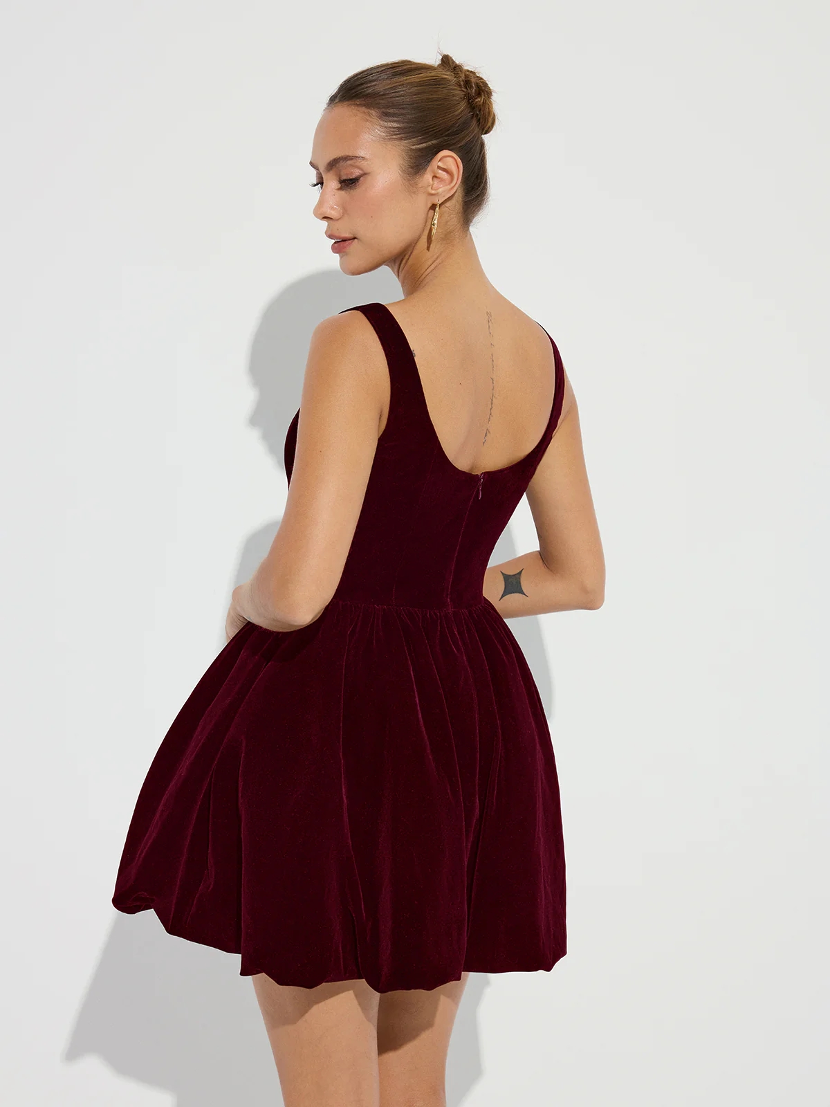 Bubble Hem Velvet Strappy Mini Dress - Image 6