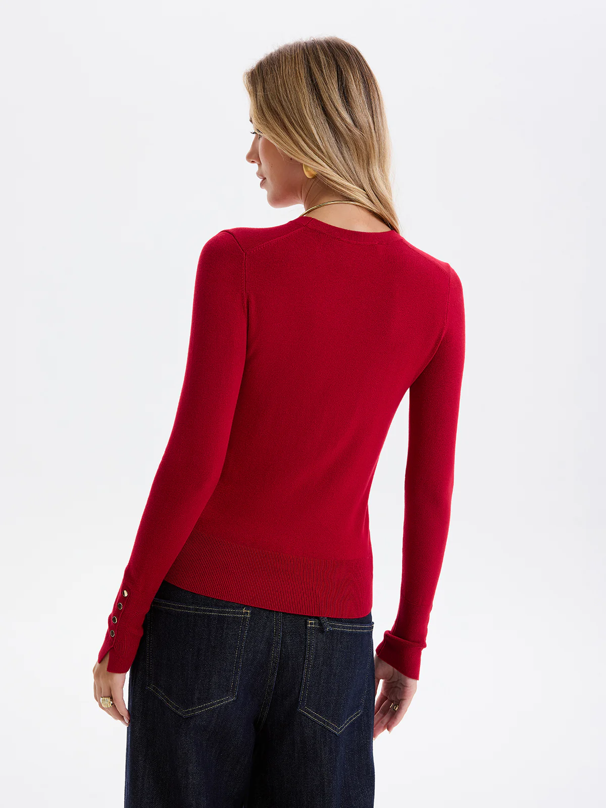 Button-Cuff Wool-Blend Knit Sweater - Image 6
