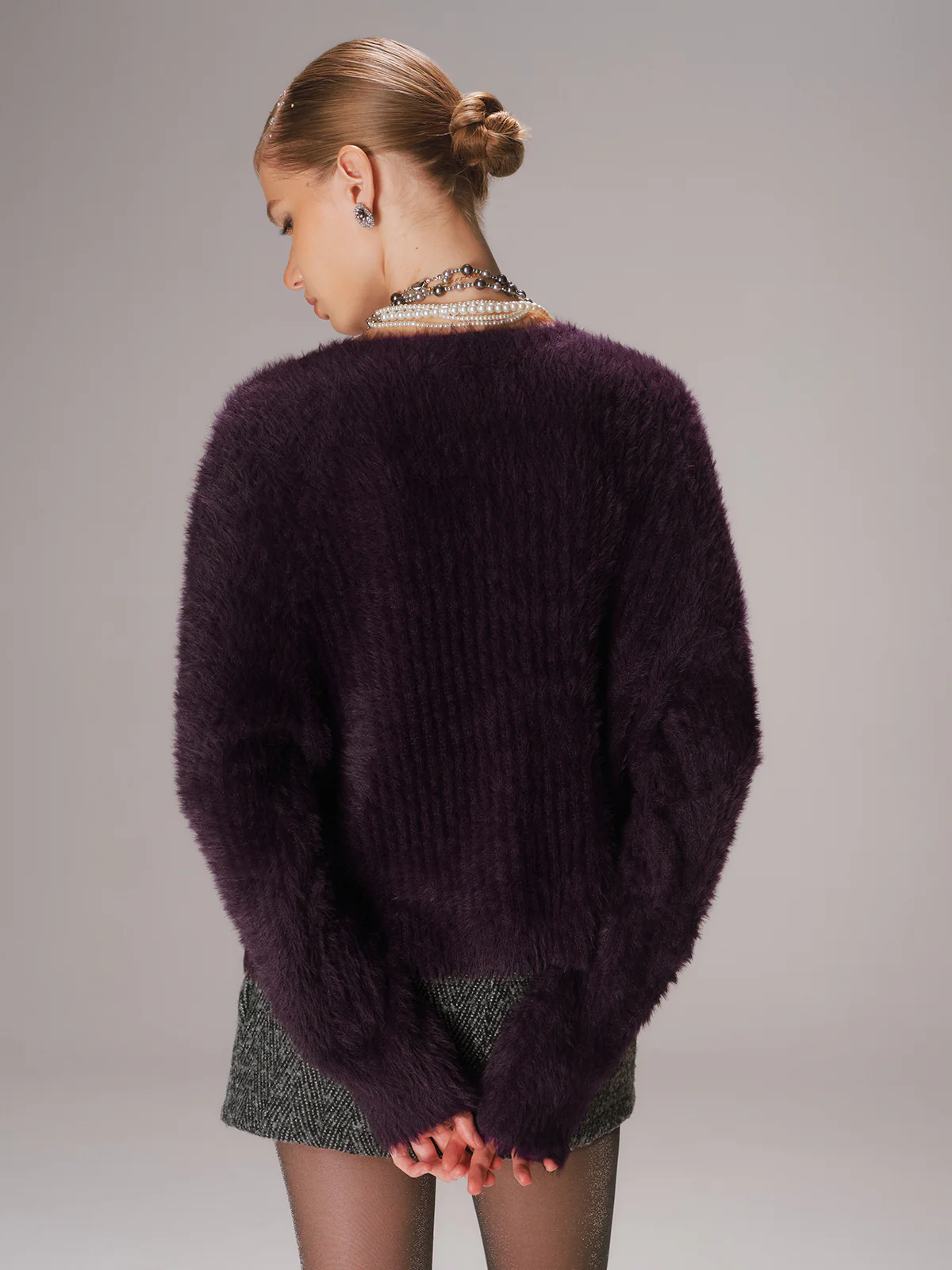 Button-Front Fuzzy Knit Cardigan - Image 6