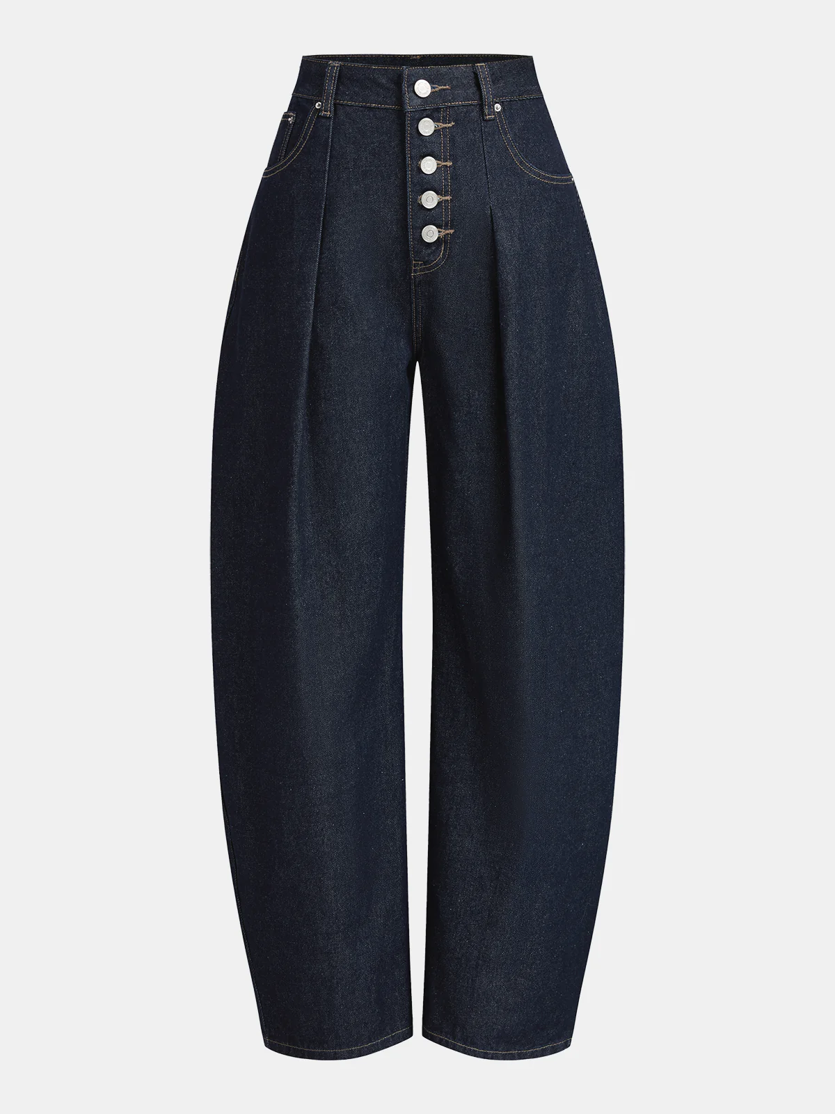 Button-Front Mid-Rise Curved-Leg Jeans