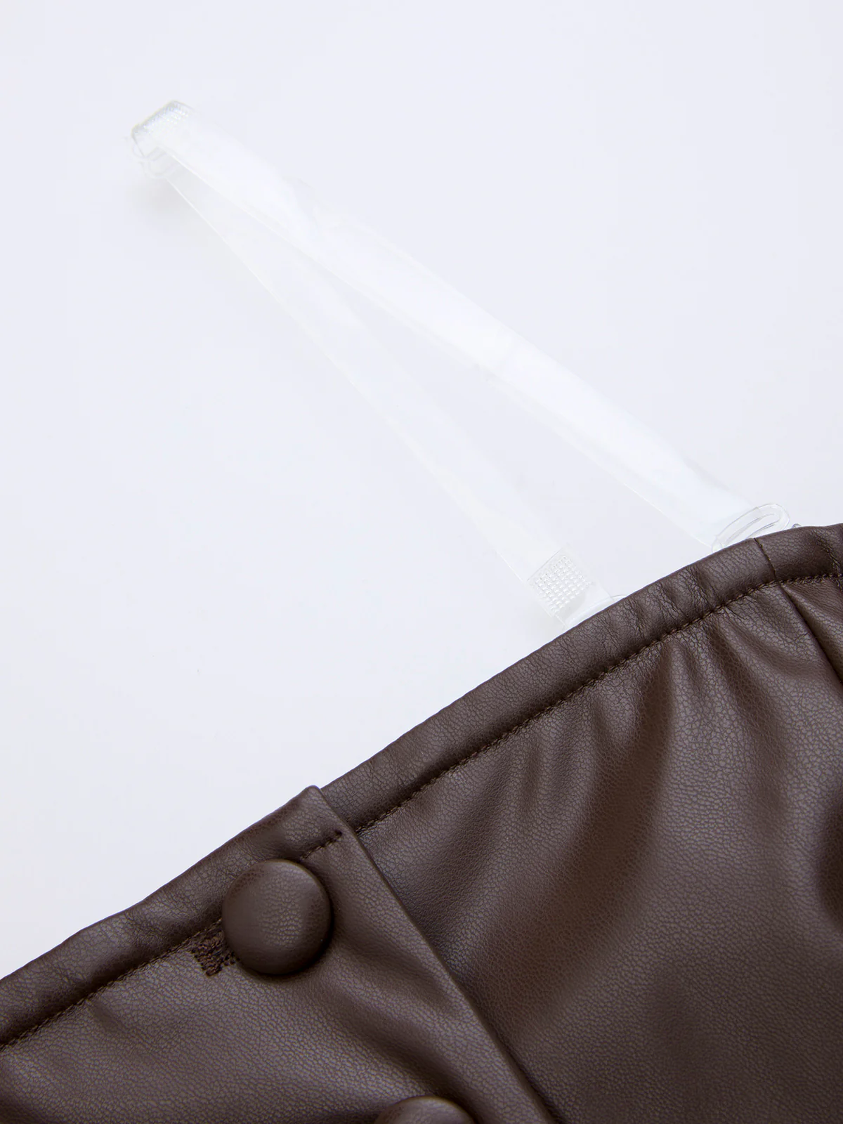 Button-Front Strapless Faux Leather Fitted Top - Image 4