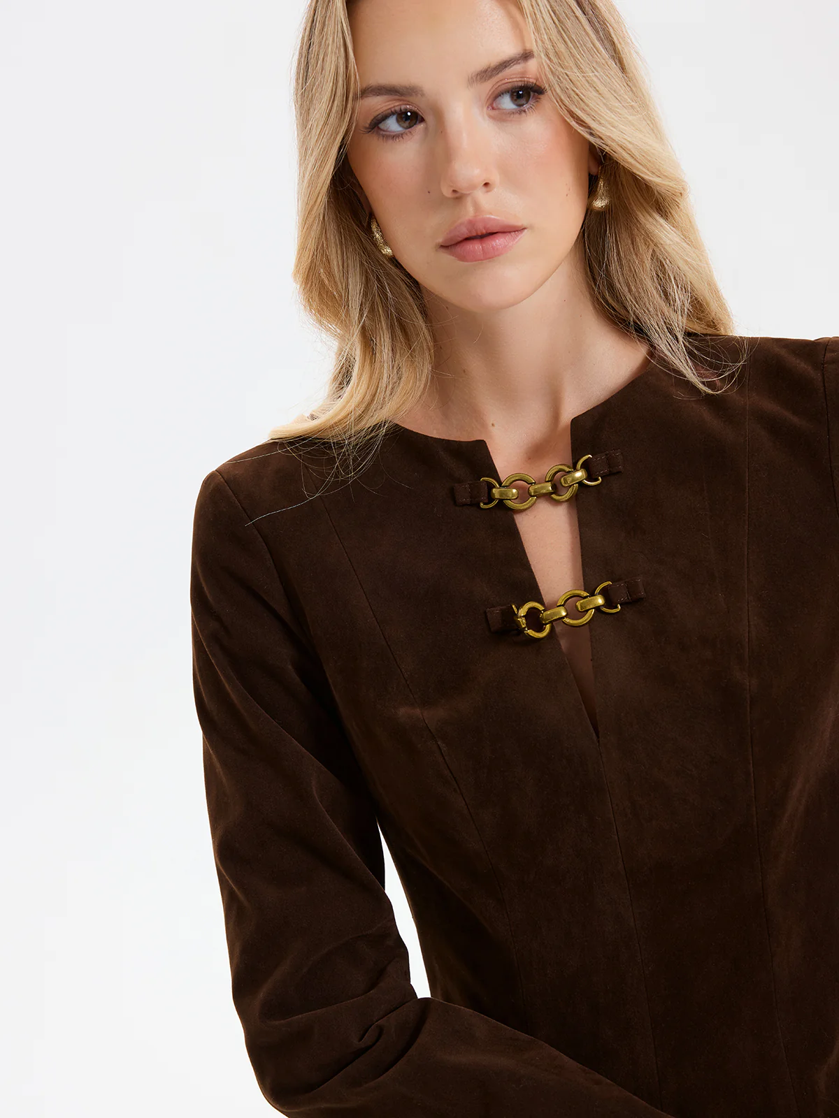 Chain Detail Long Sleeve Mini Dress - Image 2