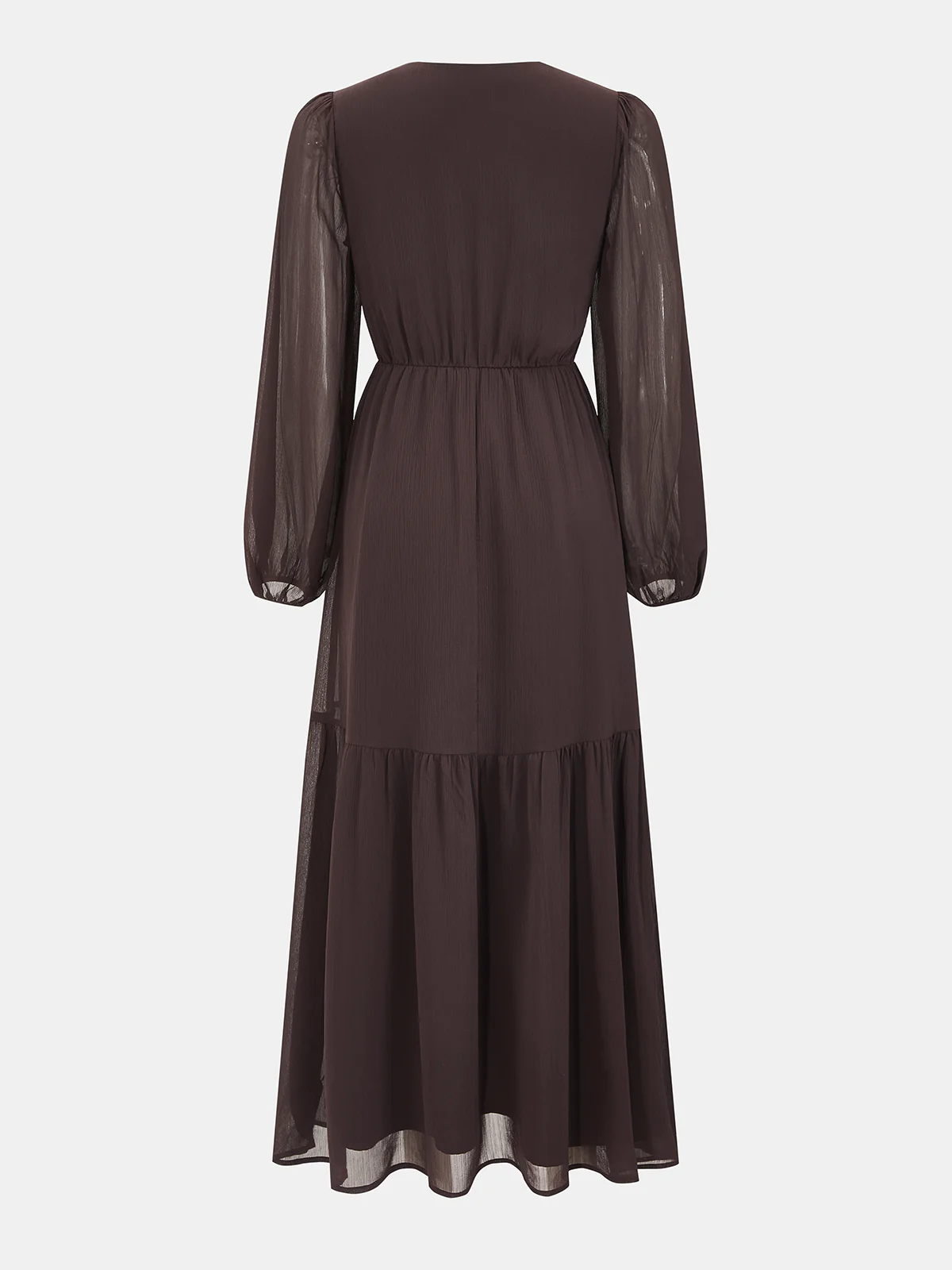 Chiffon V-Neck Puff-Sleeve Maxi Dress - Image 3