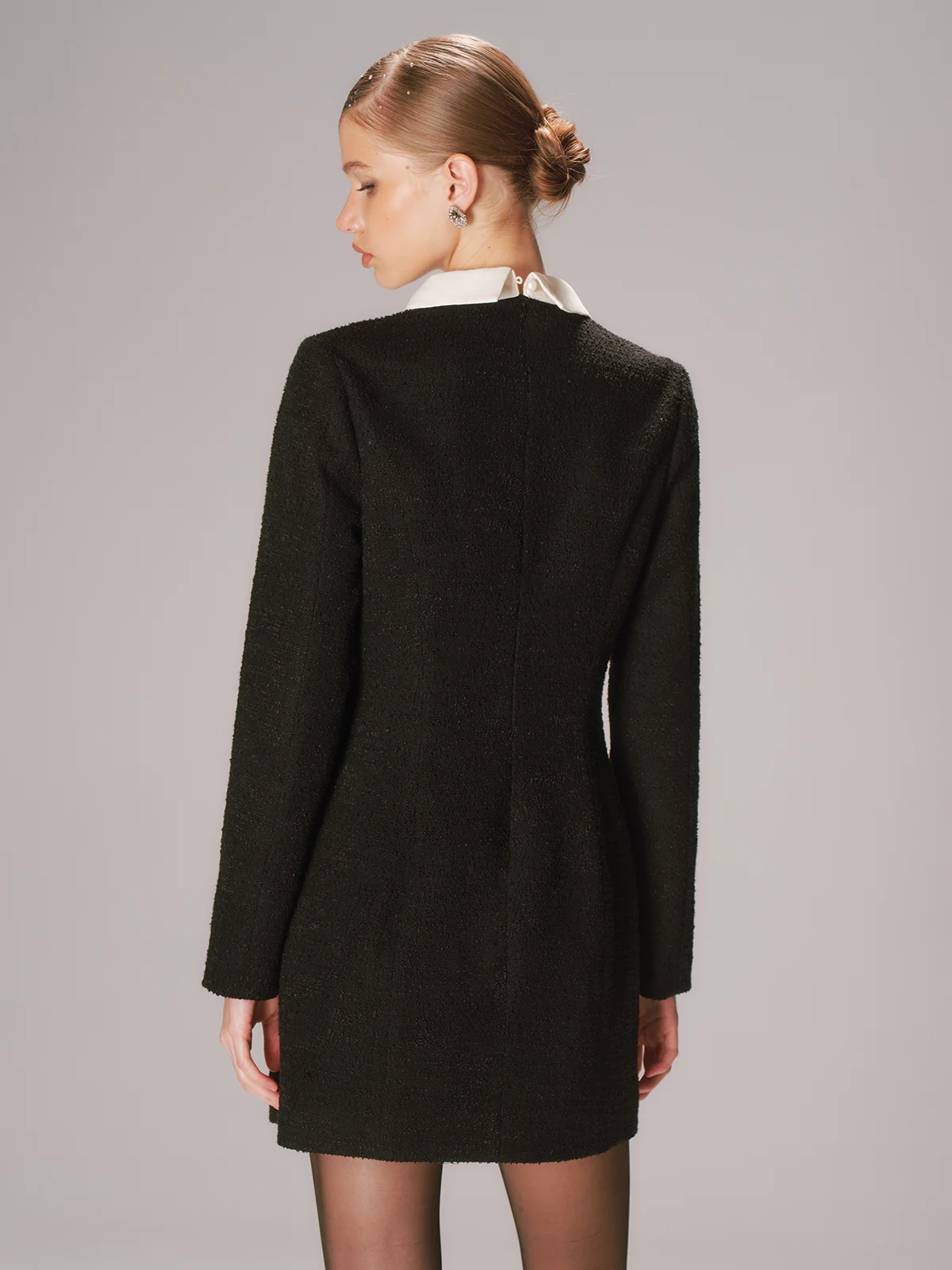 Contrast Collar Tweed Mini Dress - Image 6