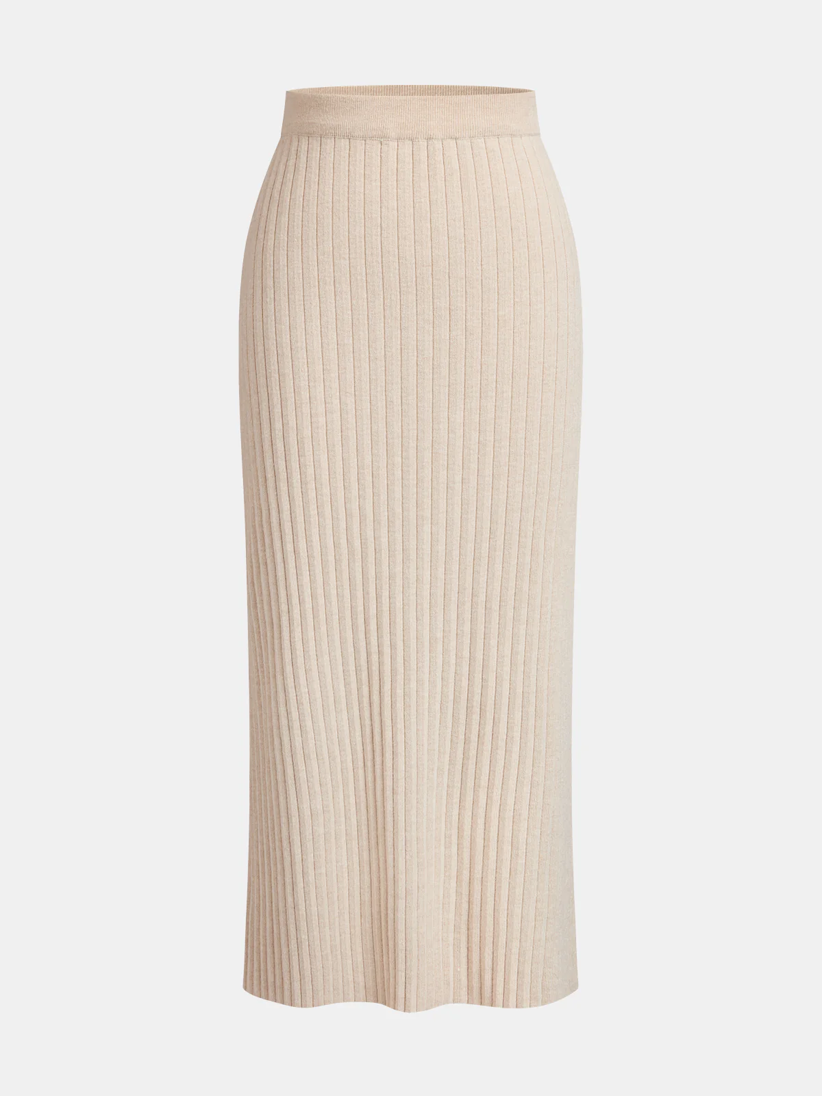 Contrast-Trim Rib-Knit Cardigan & Midi Skirt Set - Image 4