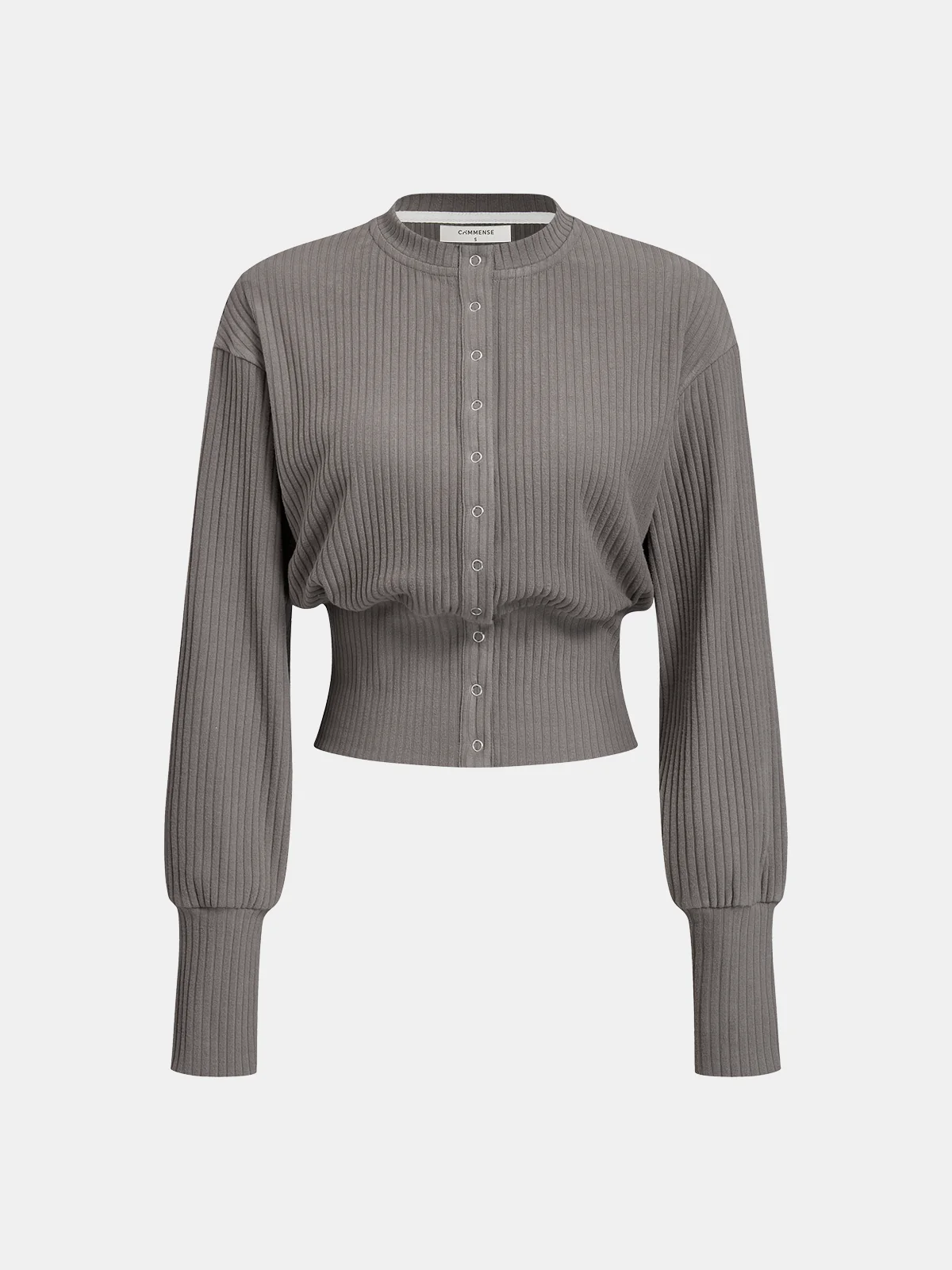 Crew Neck Button-Front Knit Top