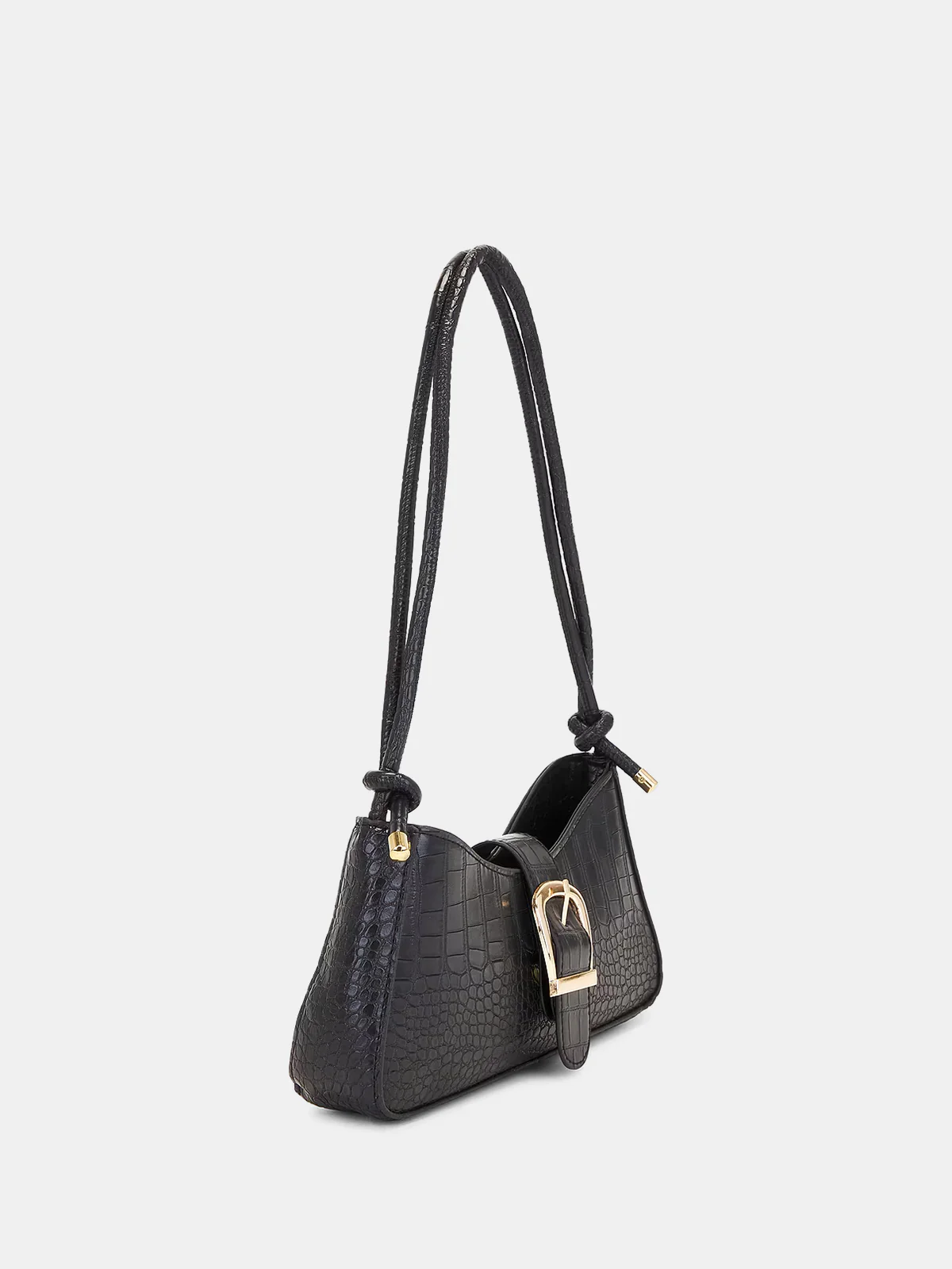 Croc-Embossed Buckle Underarm Bag - Image 2