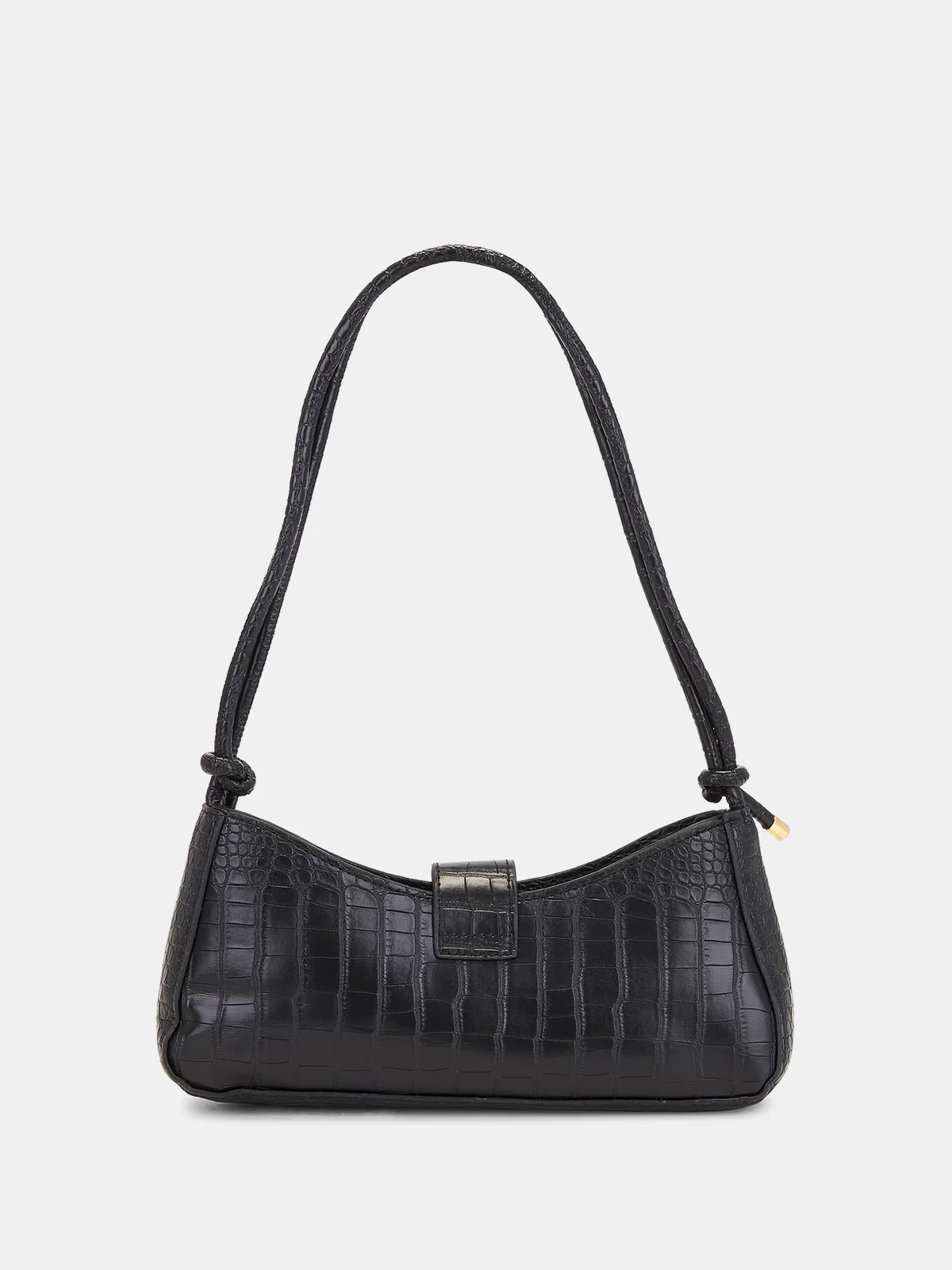 Croc-Embossed Buckle Underarm Bag - Image 3