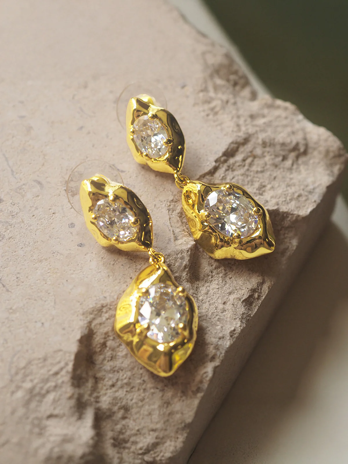 Double Stone Drop Earrings - Image 3