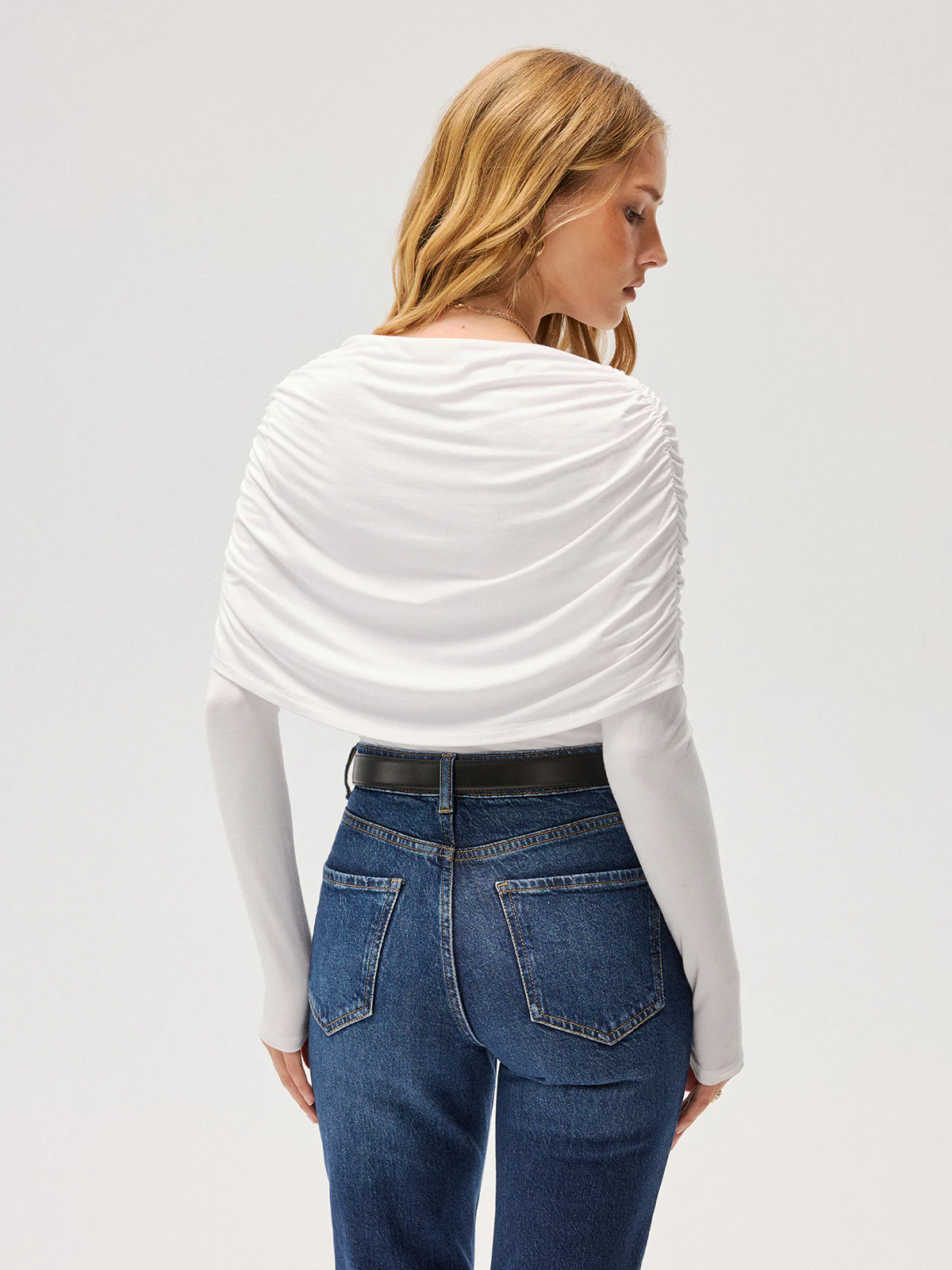 Drape-Shoulder Long-Sleeve Top - Image 6