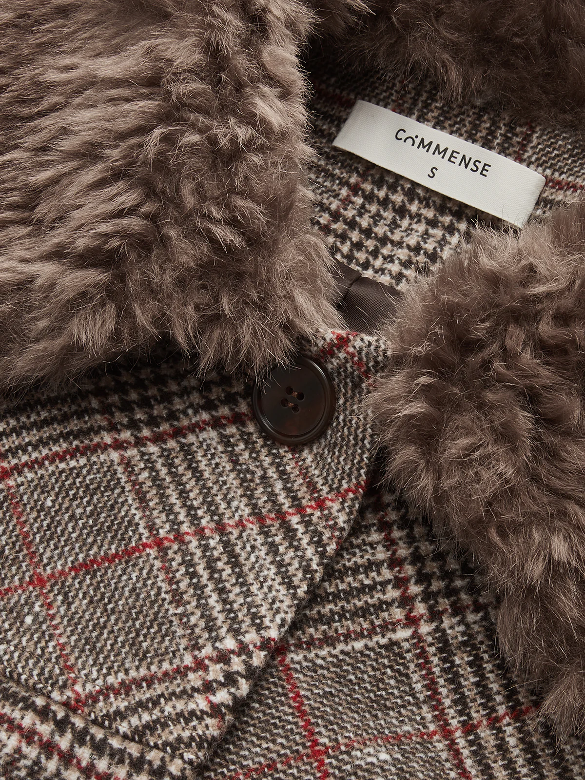 Faux Fur Collar Plaid Coat - Image 4