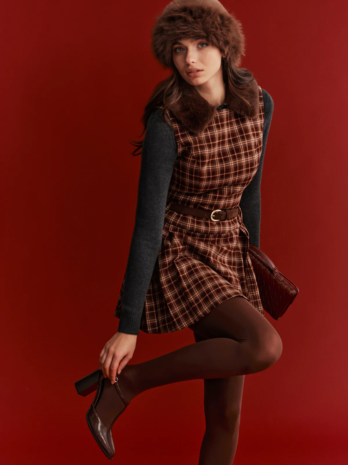 Faux Fur Collar Wool-Blend Cardigan - Image 5
