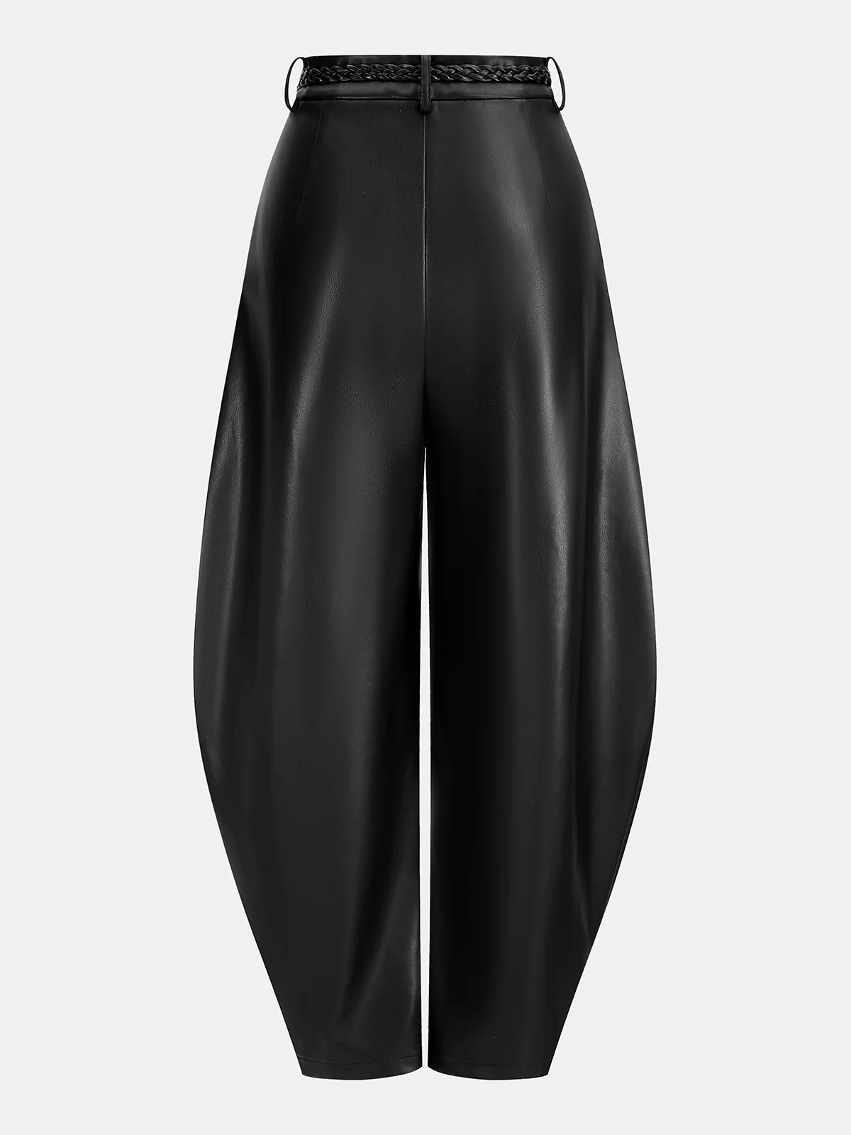 Faux Leather Balloon Pants with Braided Belt - Image 2