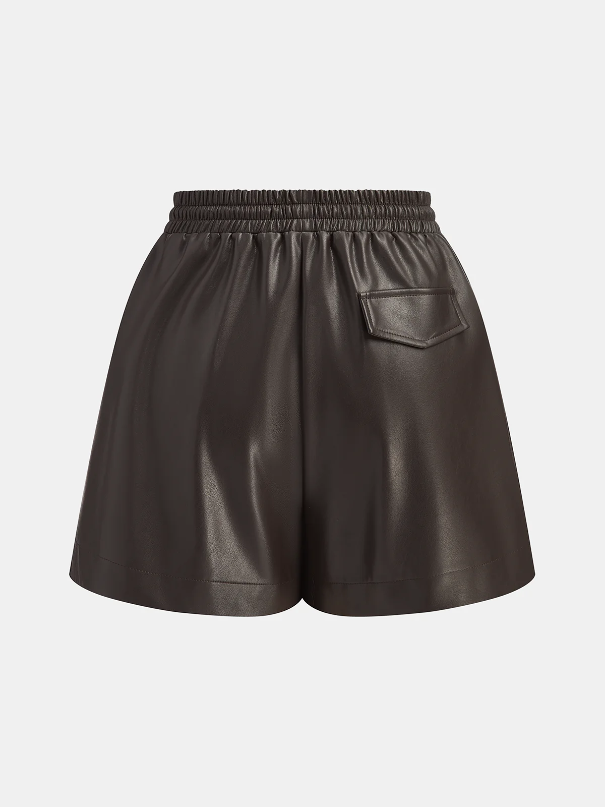 Faux Leather Drawstring Elastic Waist Shorts - Image 2