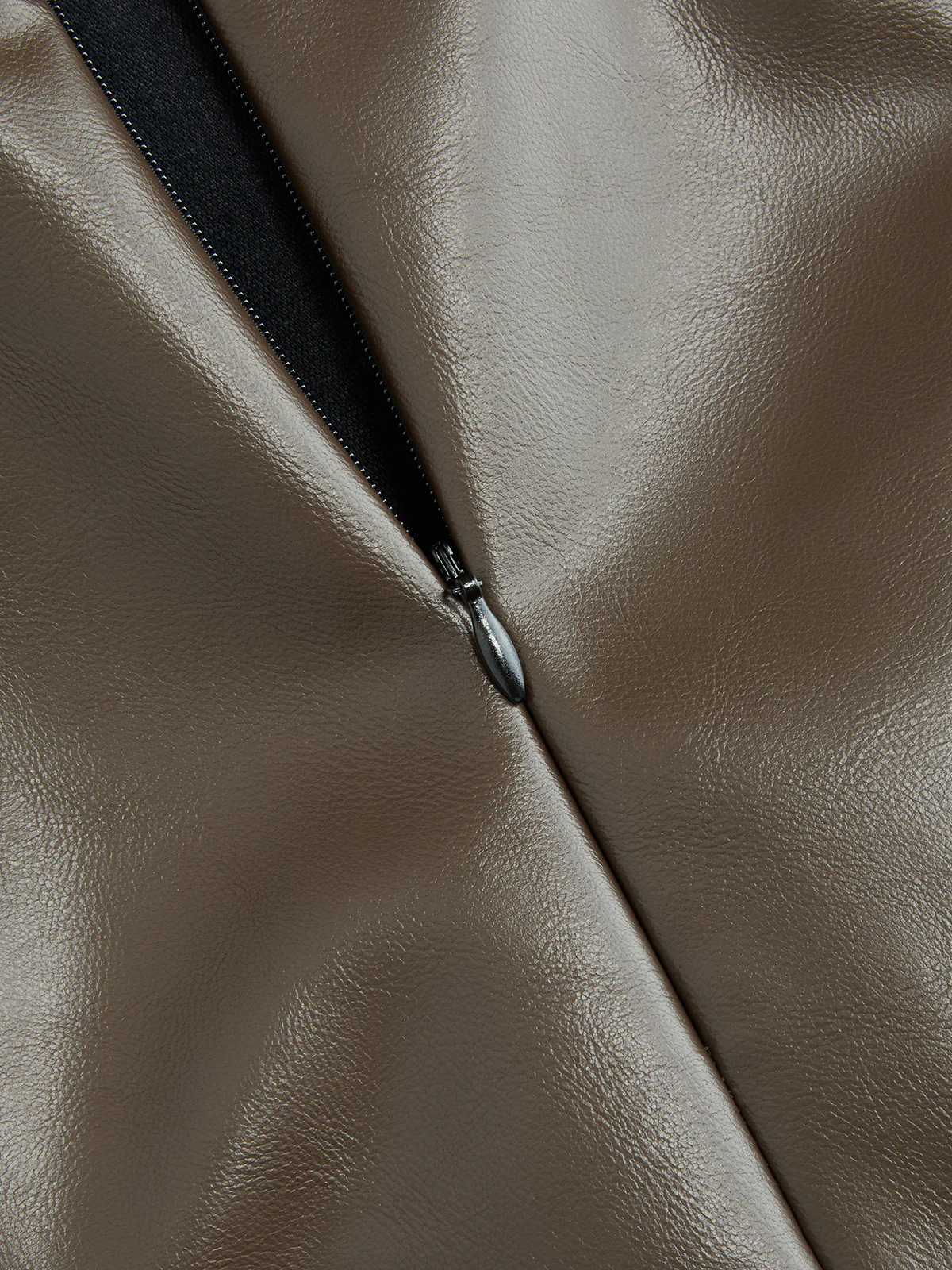 Faux Leather Paneled Knit Asymmetrical Dress - Image 3