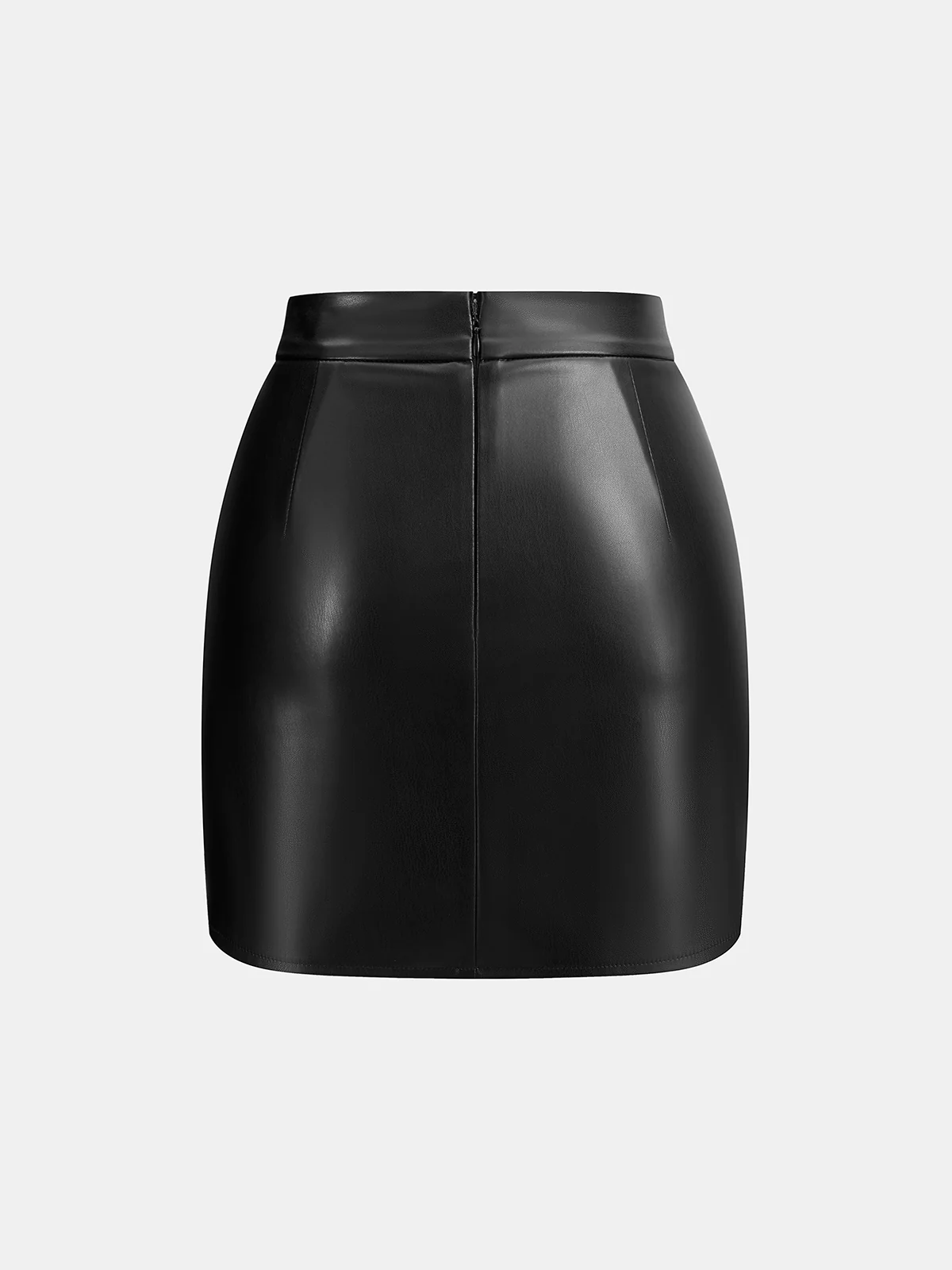 Faux Leather Ruched Mini Skirt - Image 2
