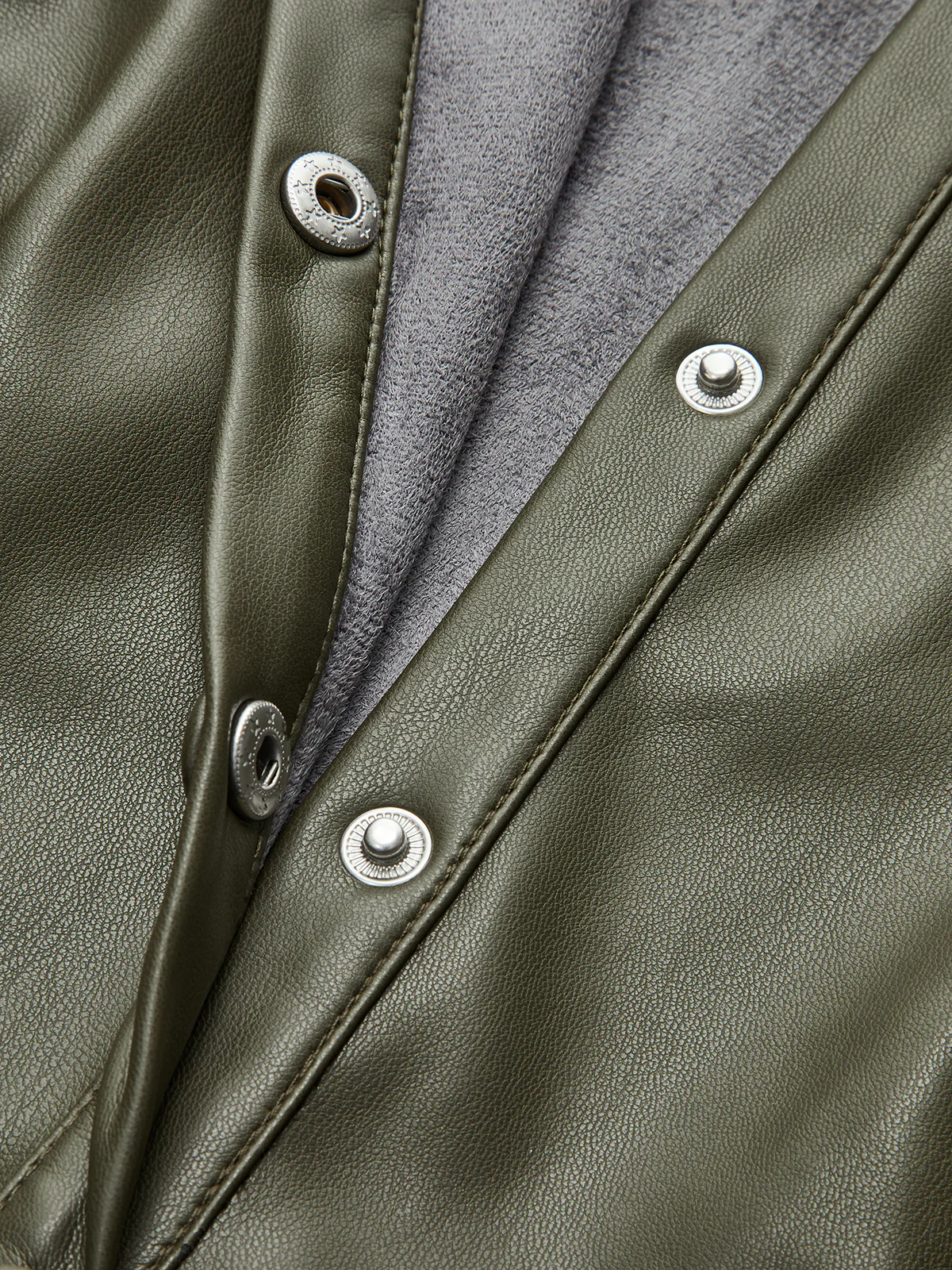 Faux Leather Shirt Dress with Draped Detail - Image 3