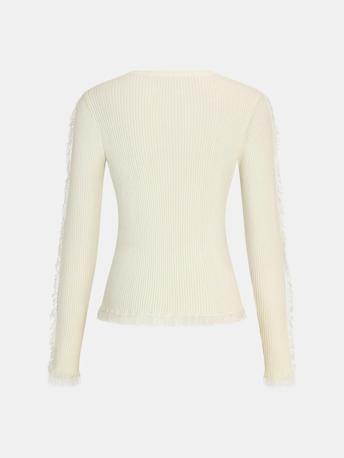 Fringe Ribbed Wool Blend Knit Top - Image 2