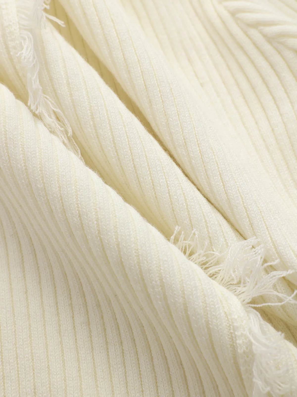 Fringe Ribbed Wool Blend Knit Top - Image 3
