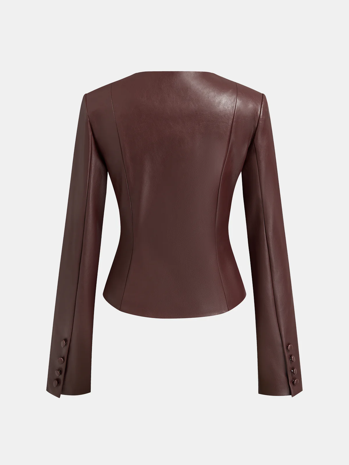 Frog-Closure Faux Leather Blazer - Image 2