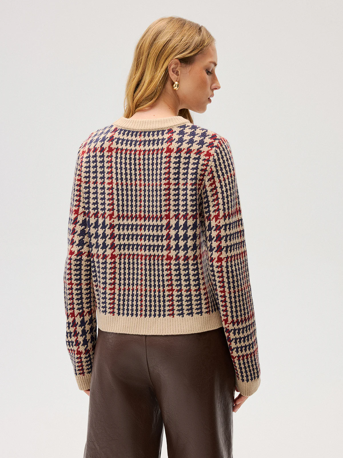 Houndstooth Crew Neck Sweater - Image 6