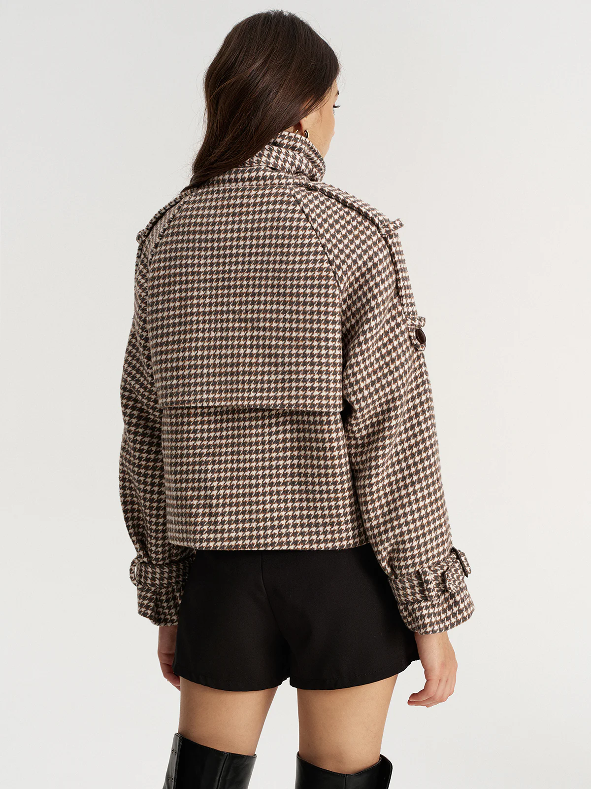 Houndstooth Double-Breasted Tweed Coat - Image 8
