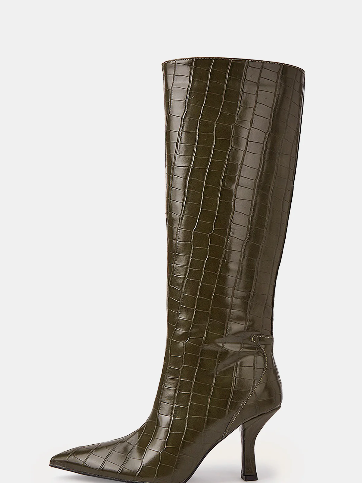 Knee-High Crocodile Pointed Boots - Image 2