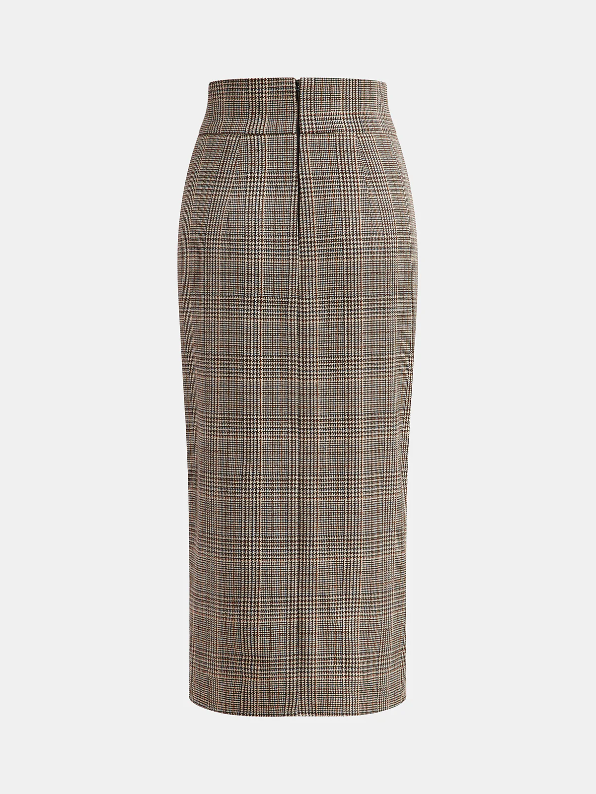 Knot-Front Slit Houndstooth Tweed Midi Skirt - Image 2