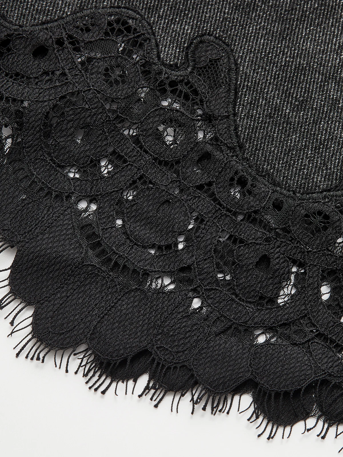 Lace Hem Denim Midi Skirt - Image 4