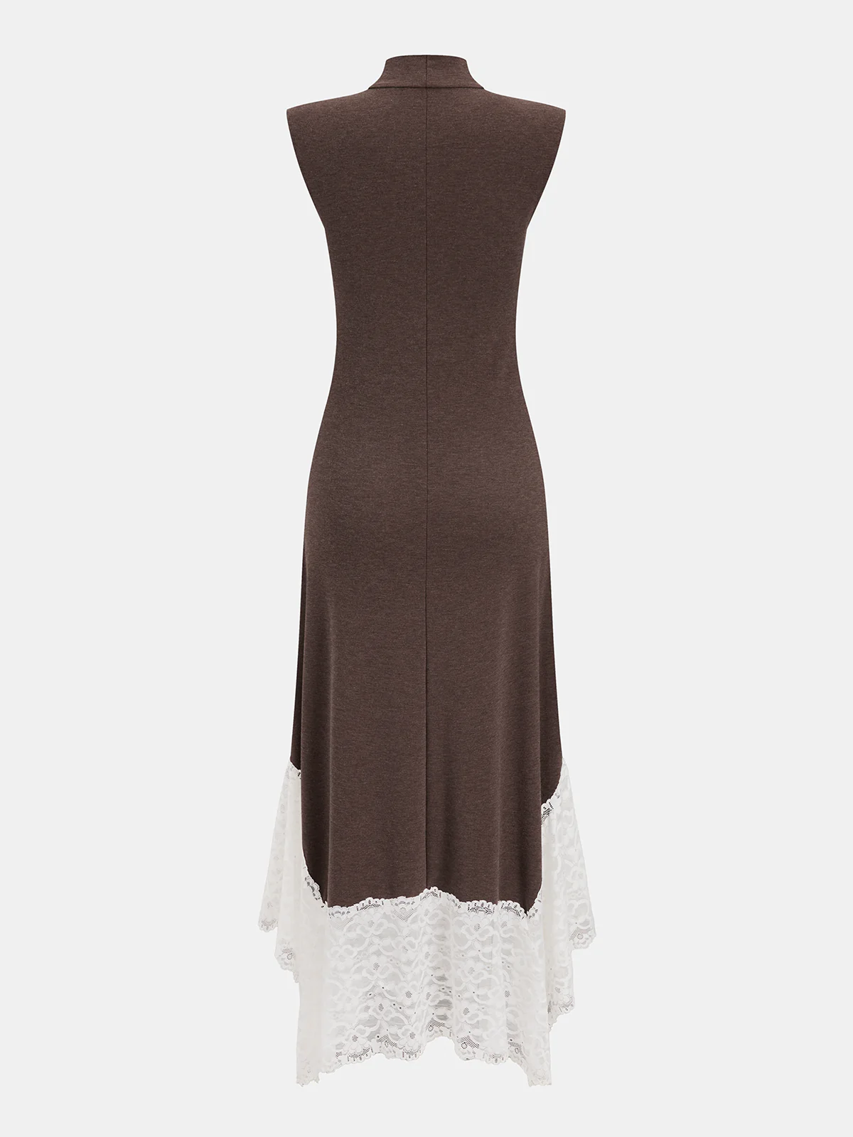 Lace Hem Sleeveless Turtleneck Maxi Dress - Image 3