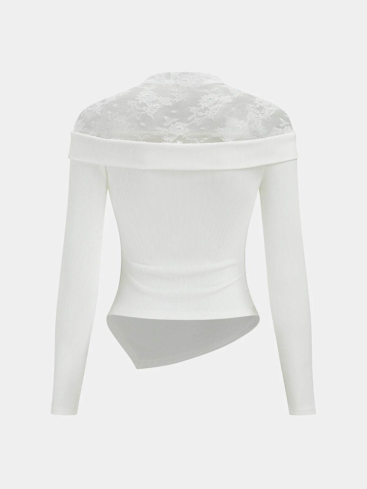 Lace Panel 3D Floral Off-Shoulder Top - Image 3