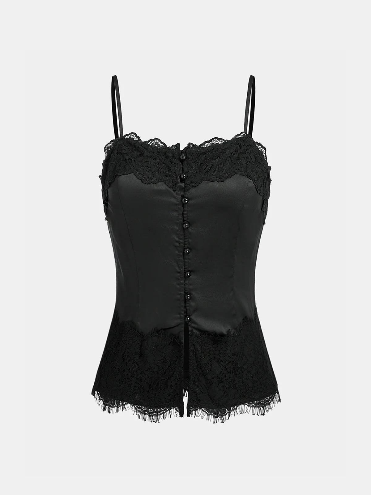 Lace-Trim Satin Cami Top