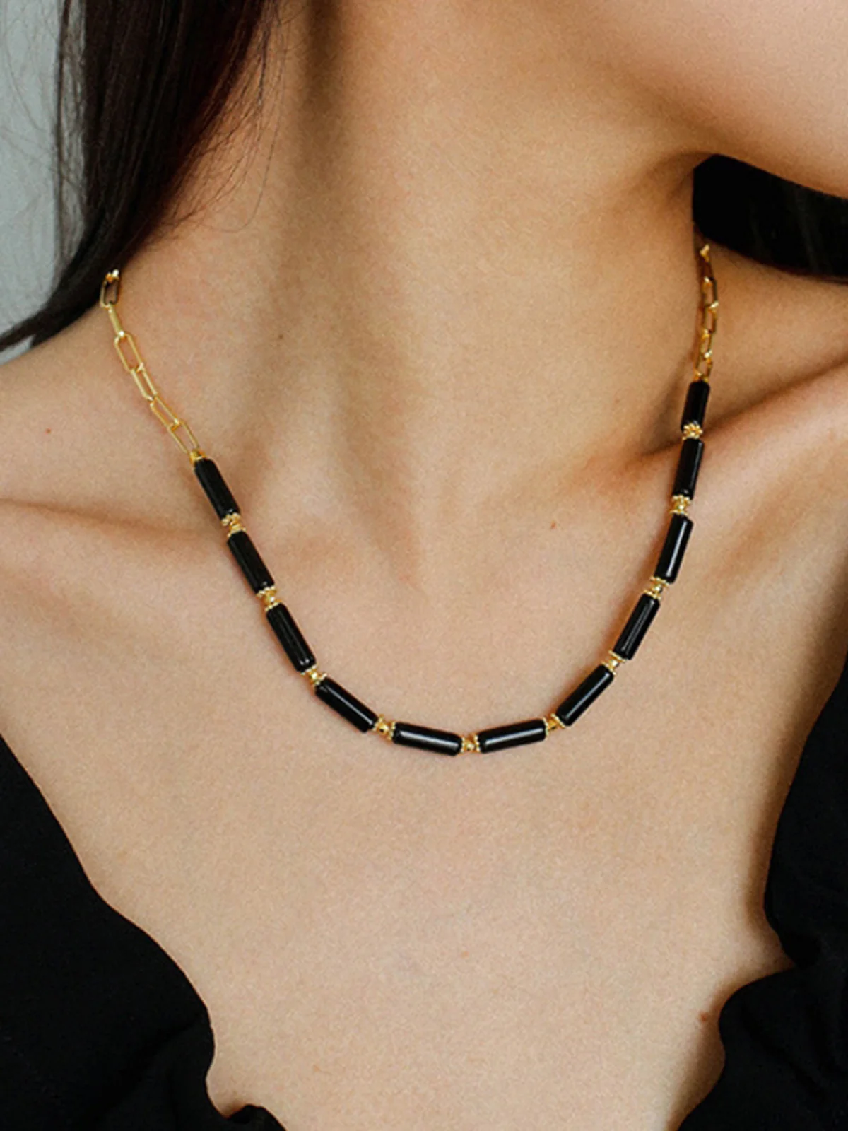 Long Bar Agate Choker Necklace - Image 3