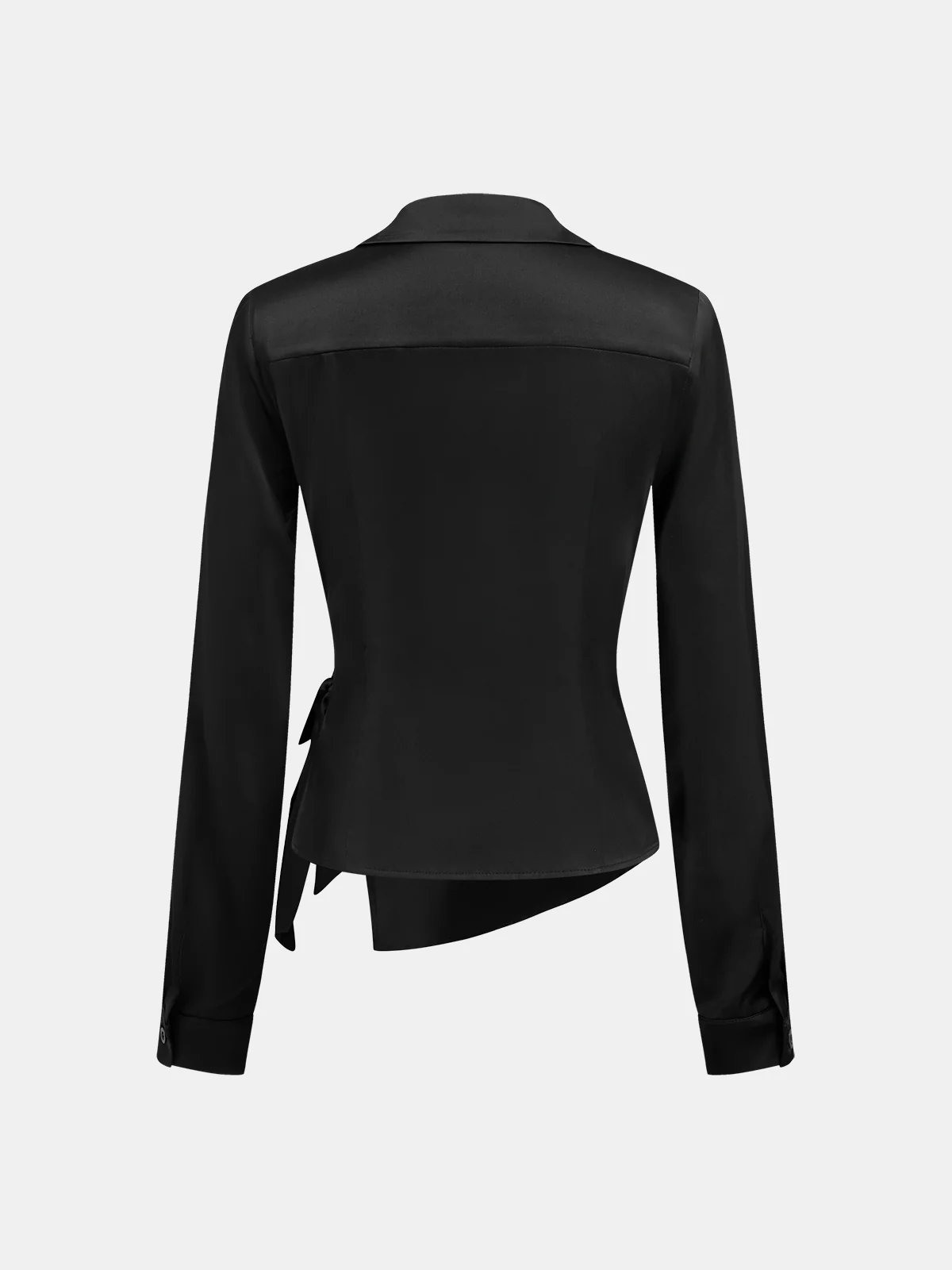 Long Sleeve Lapel Wrap Oversized Satin Shirt - Image 2